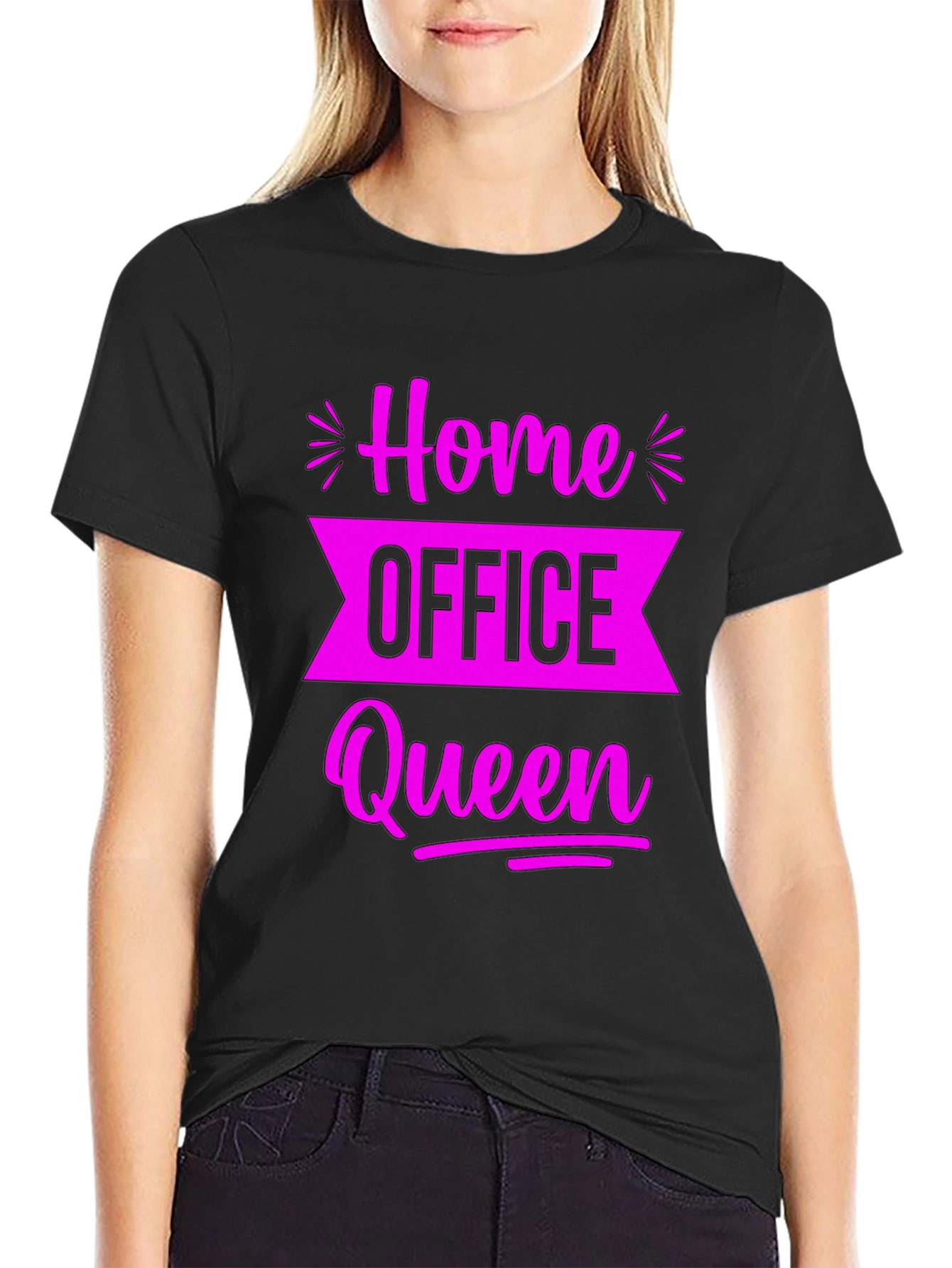 Home Office Queen Black Graphic Tee