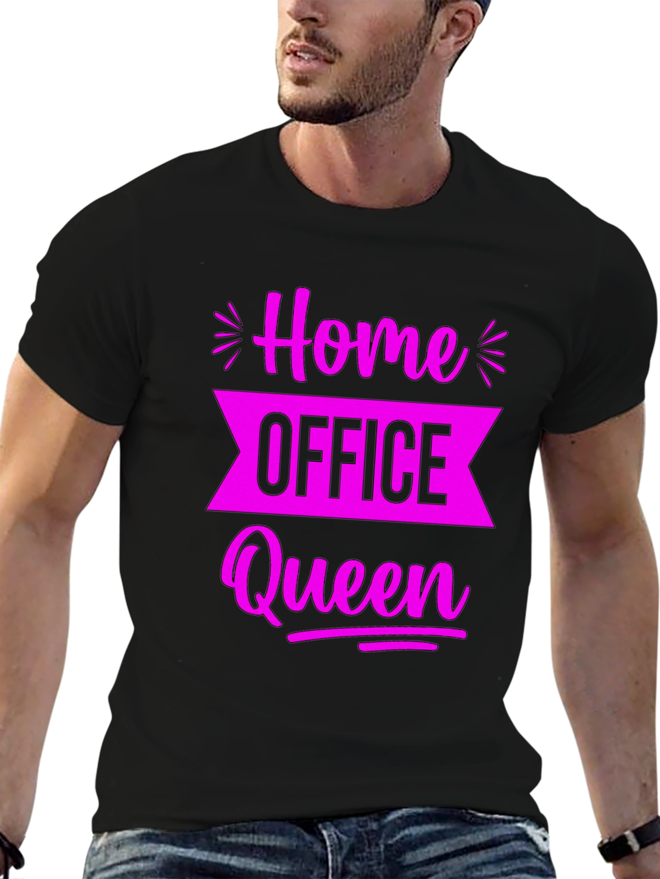 Home Office Queen Black Graphic Tee