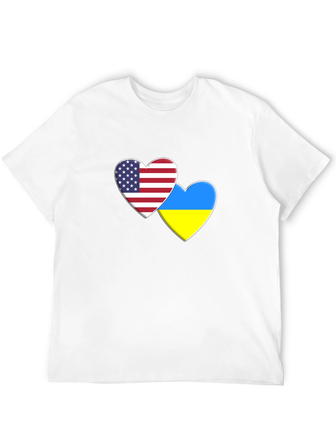 USA & Ukraine Heart Flag T-Shirt