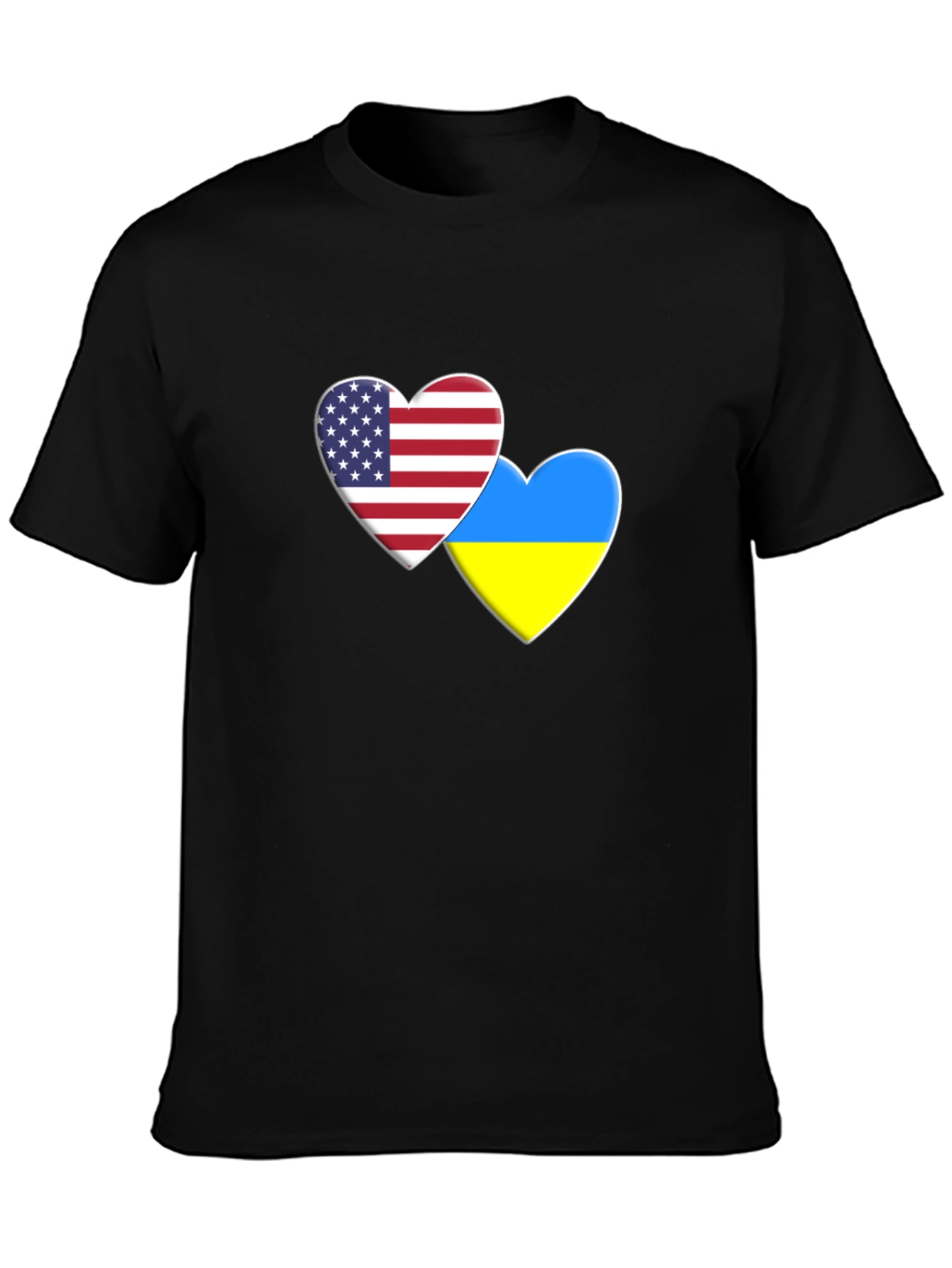 USA & Ukraine Heart Flag T-Shirt