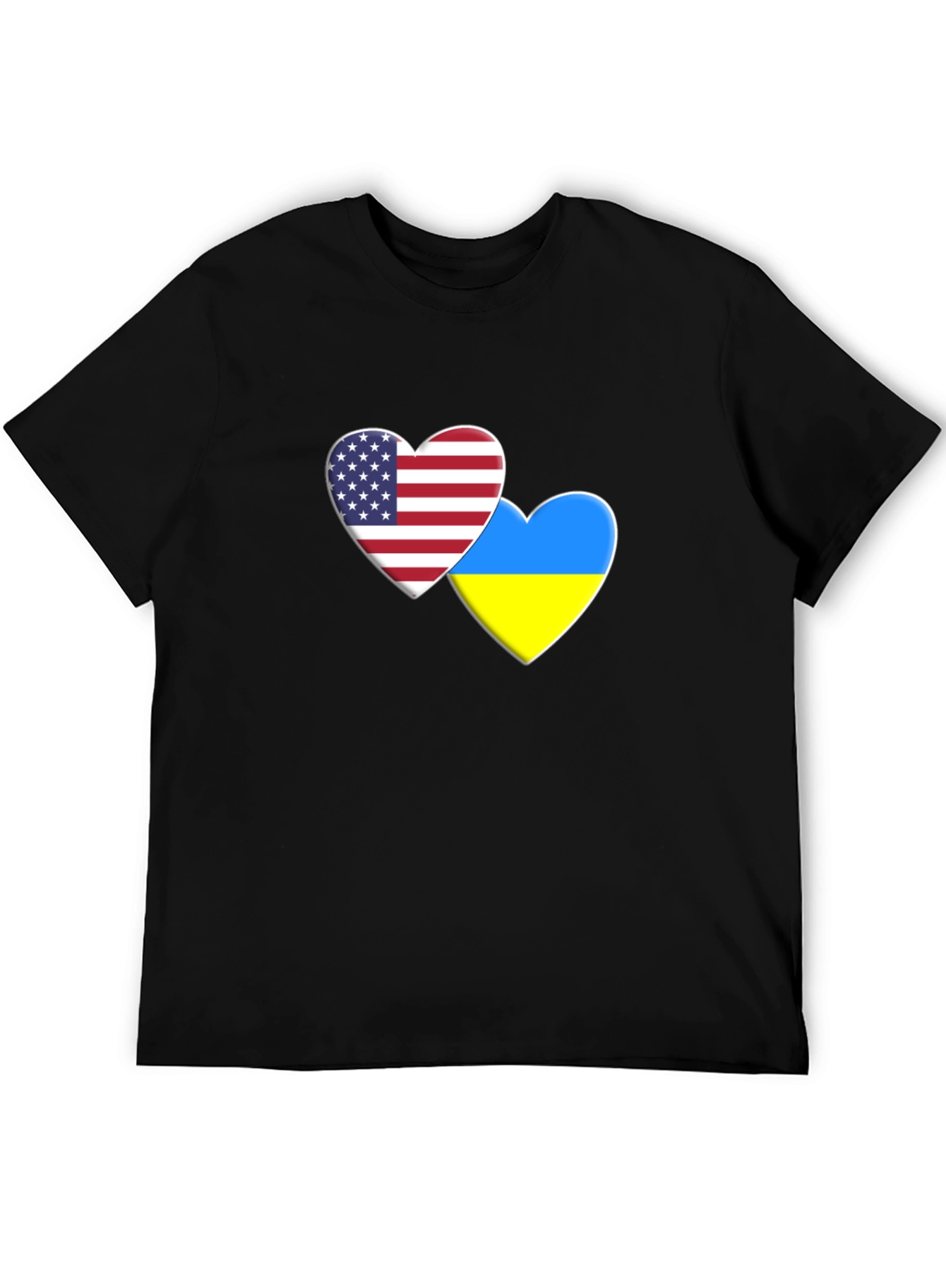 USA & Ukraine Heart Flag T-Shirt