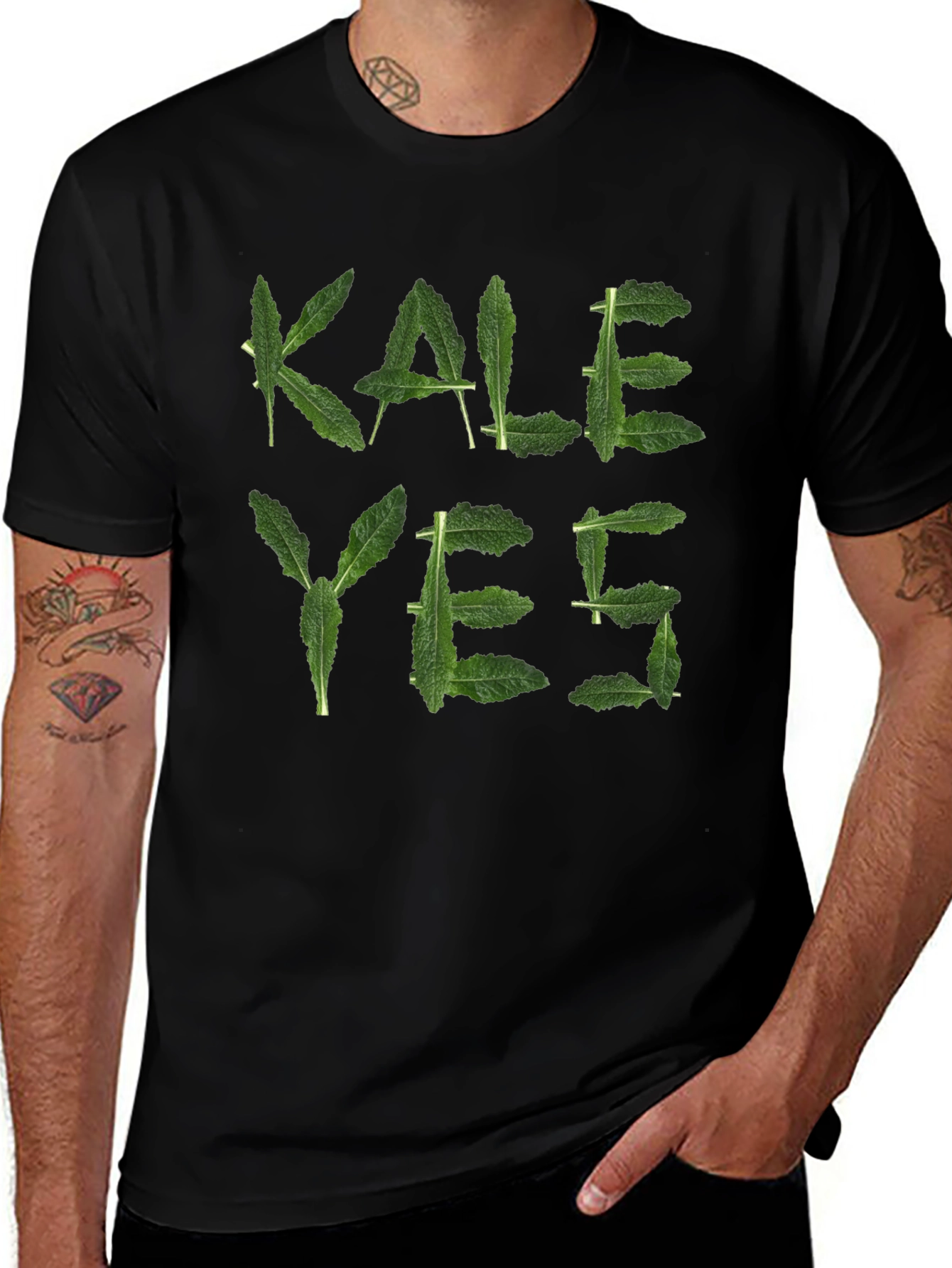 Kale Yes Funny T-Shirt - Black Cotton Tee