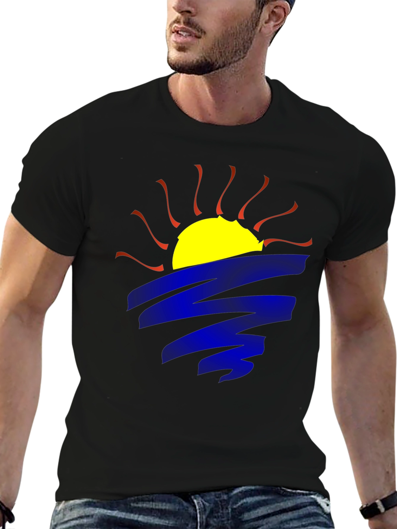 Sunset Graphic Black T-Shirt