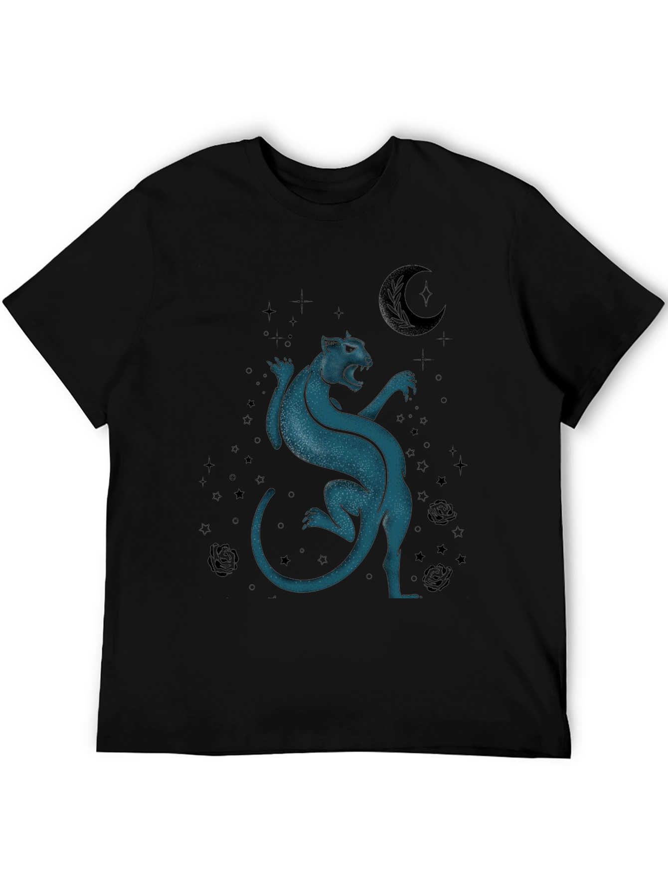 Mystic Panther Graphic Tee - Black Cotton Blend
