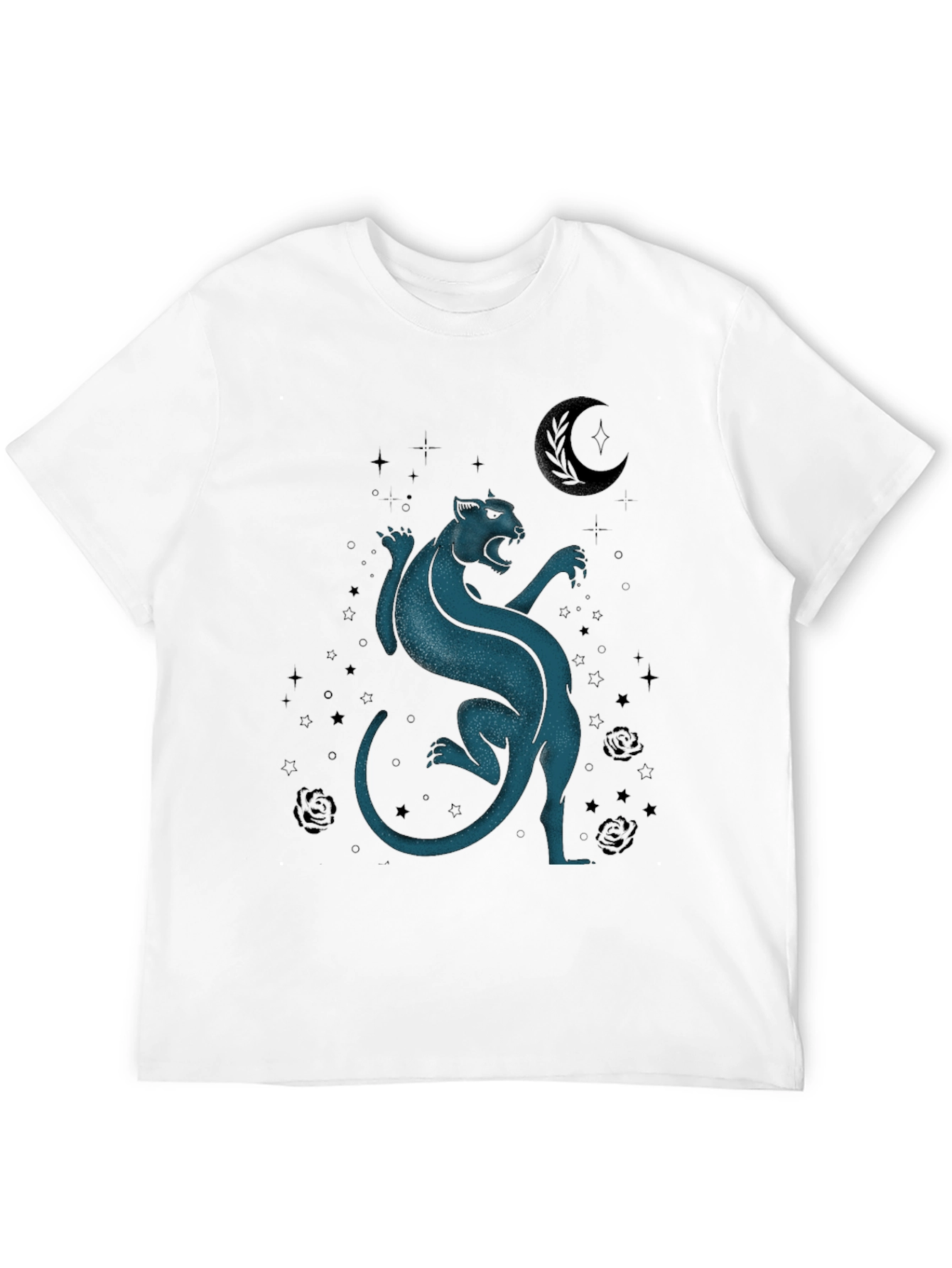 Mystic Panther Graphic Tee - Black Cotton Blend