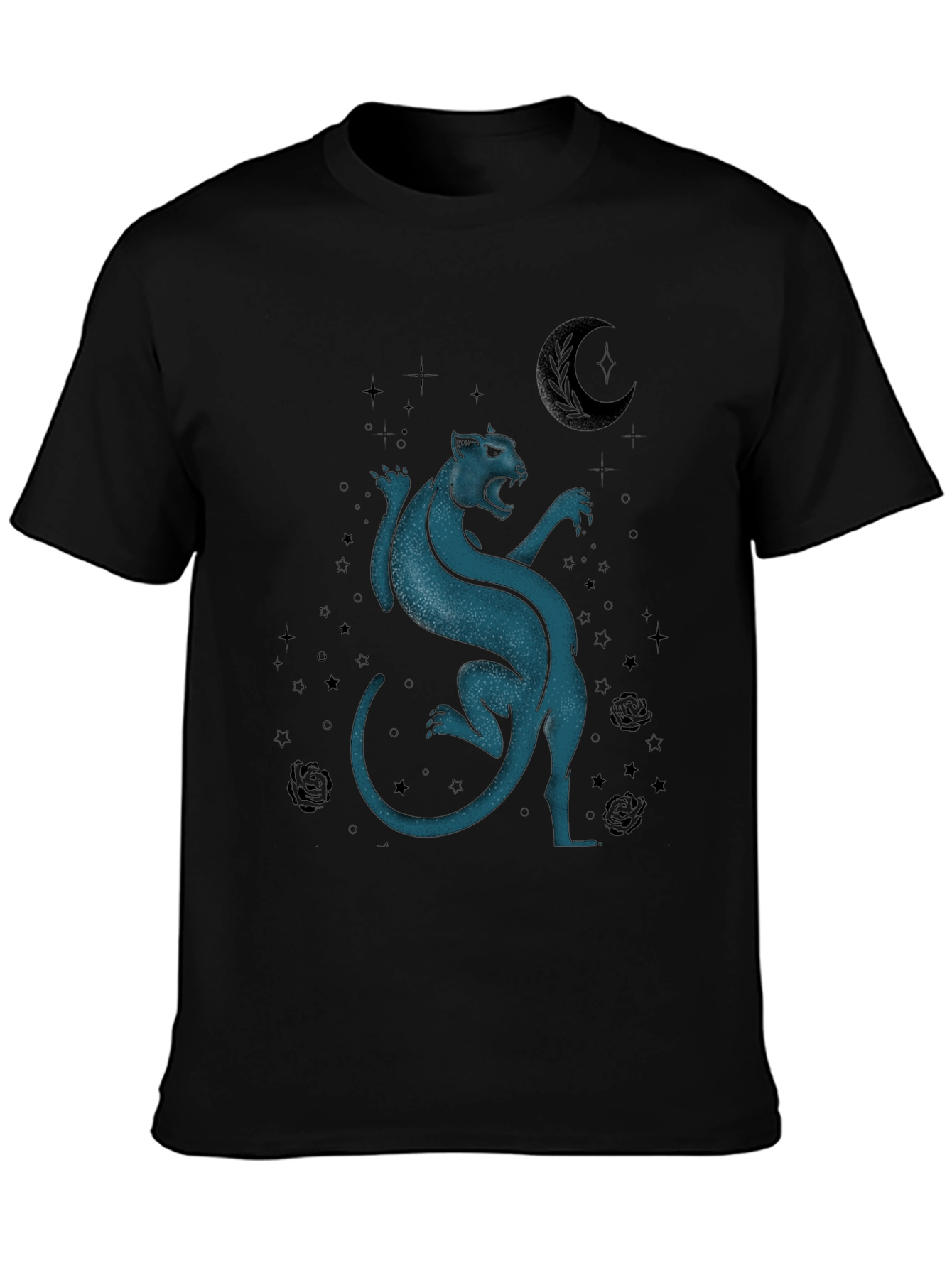 Mystic Panther Graphic Tee - Black Cotton Blend