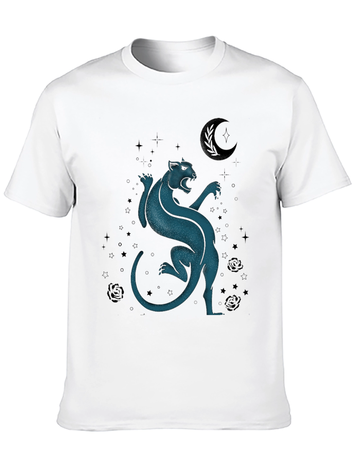Mystic Panther Graphic Tee - Black Cotton Blend