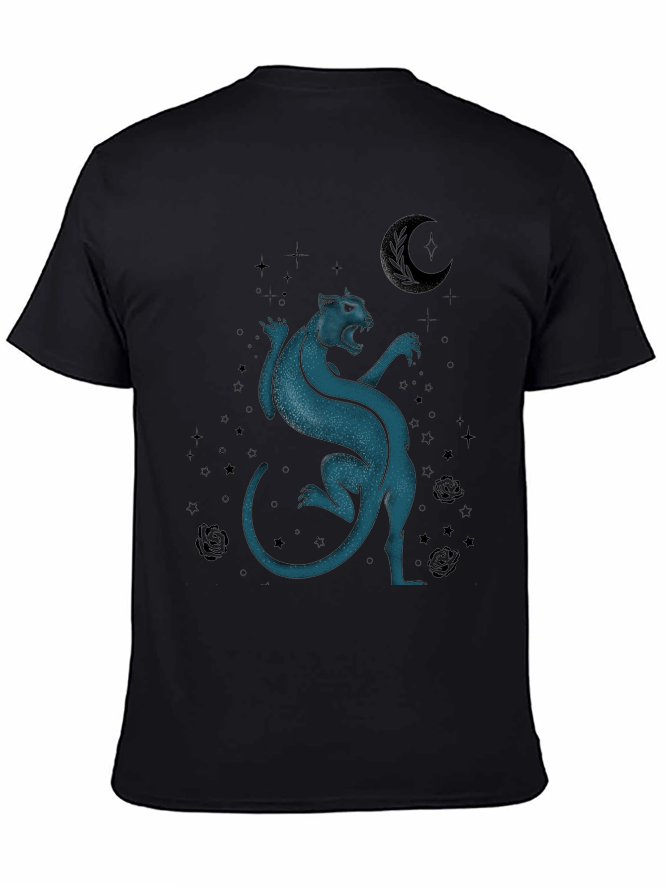 Mystic Panther Graphic Tee - Black Cotton Blend