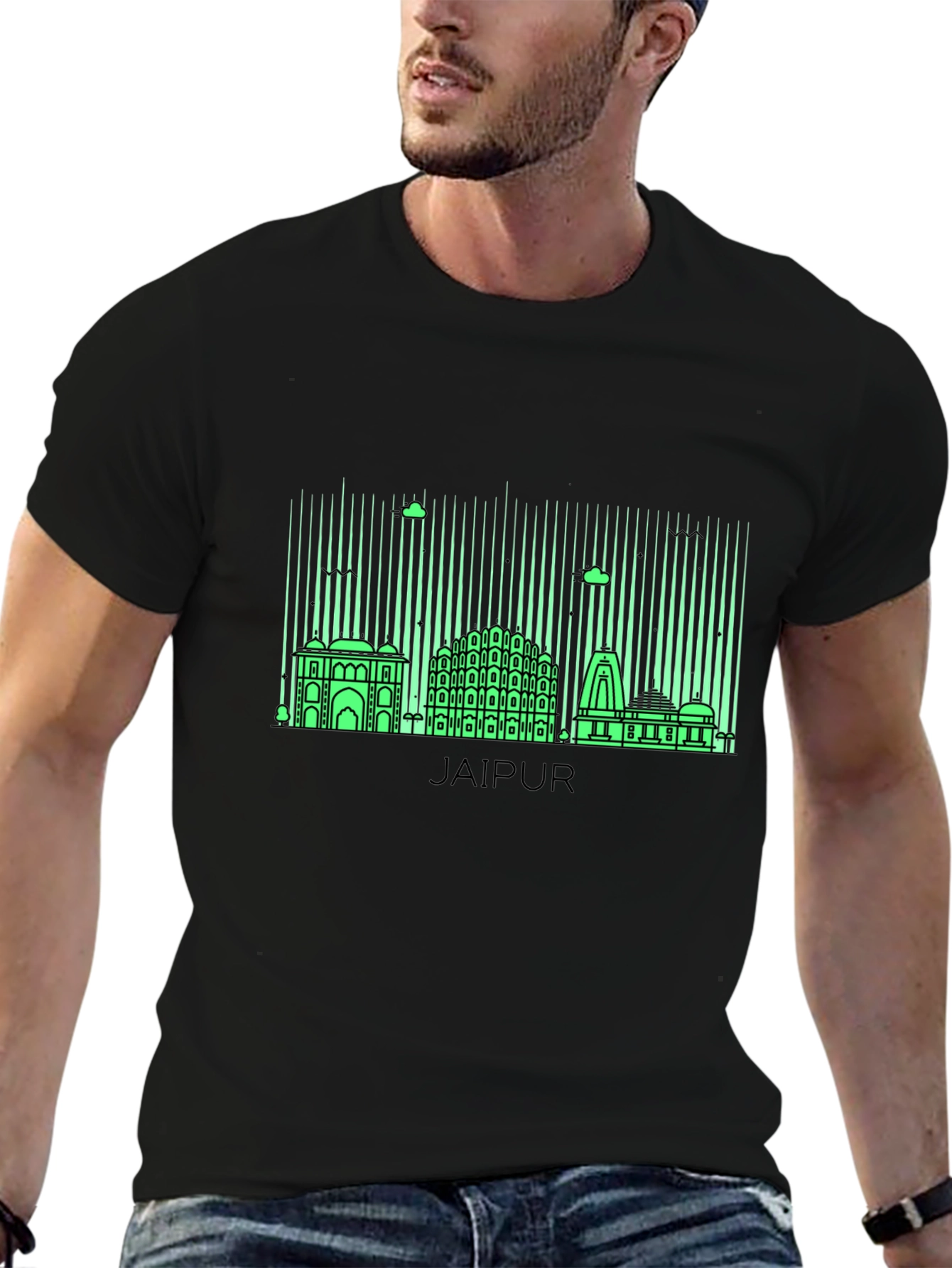 Jaipur Skyline Graphic Tee - Black