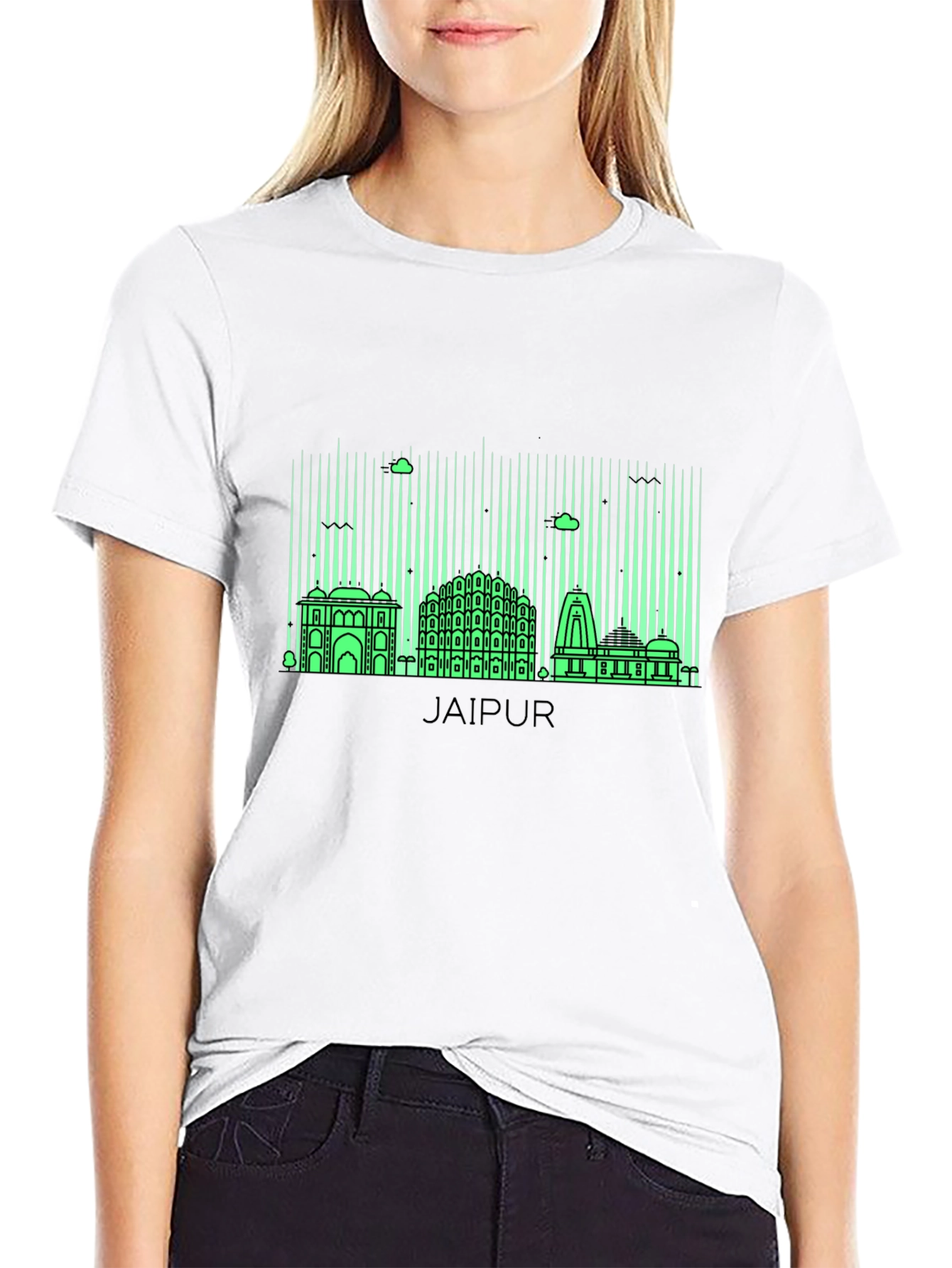Jaipur Skyline Graphic Tee - Black