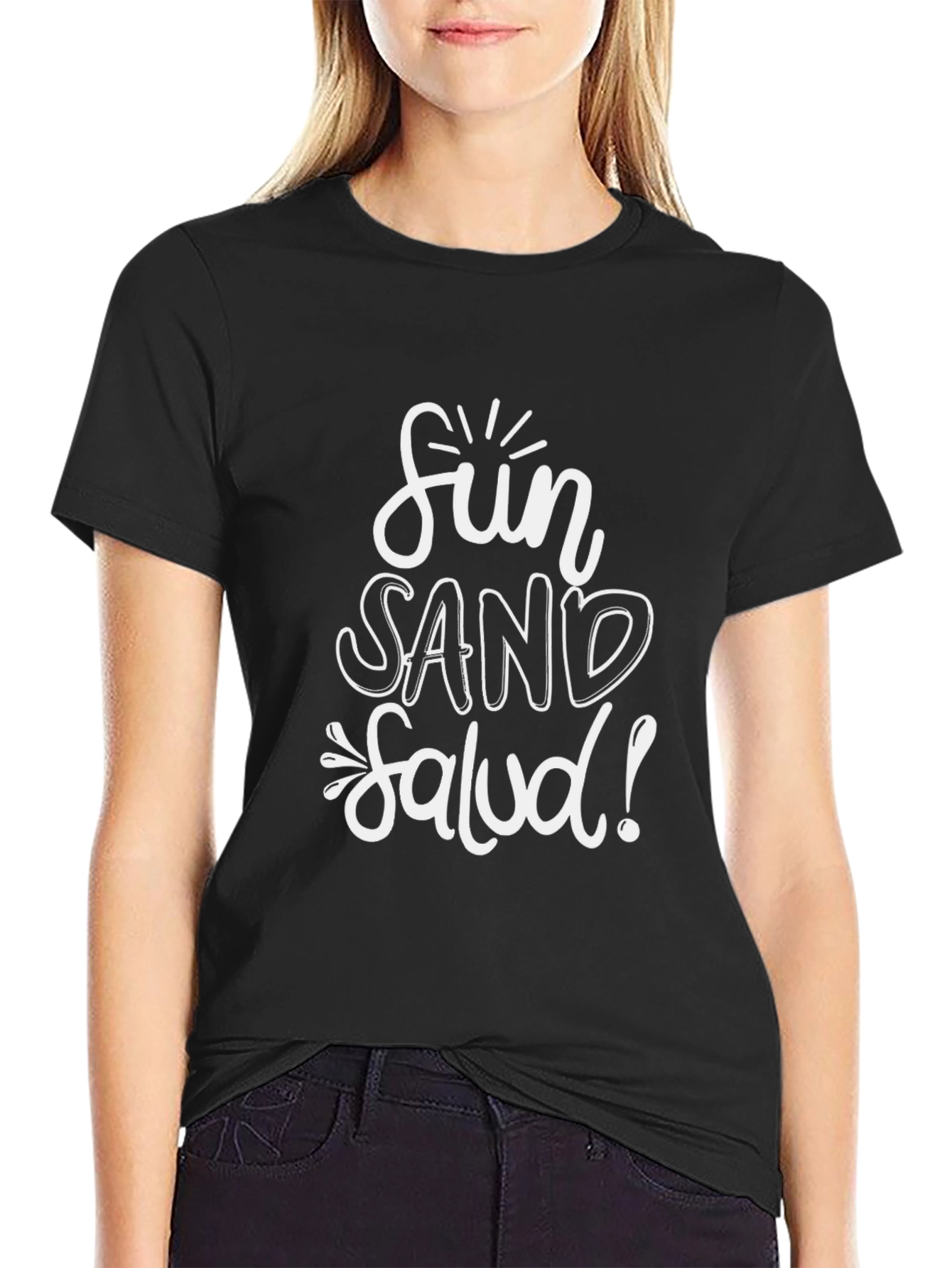 Fun Sand Salud Black Graphic Tee
