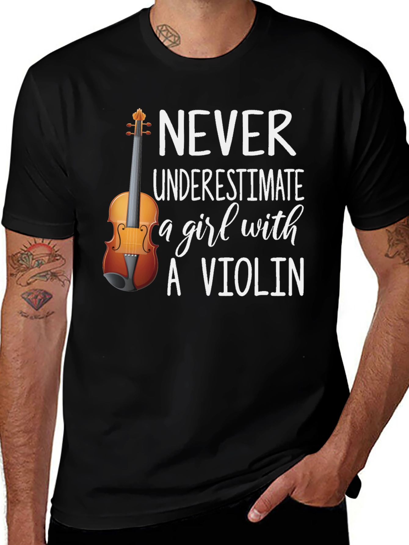 Never Underestimate a Girl with a Violin T-Shirt