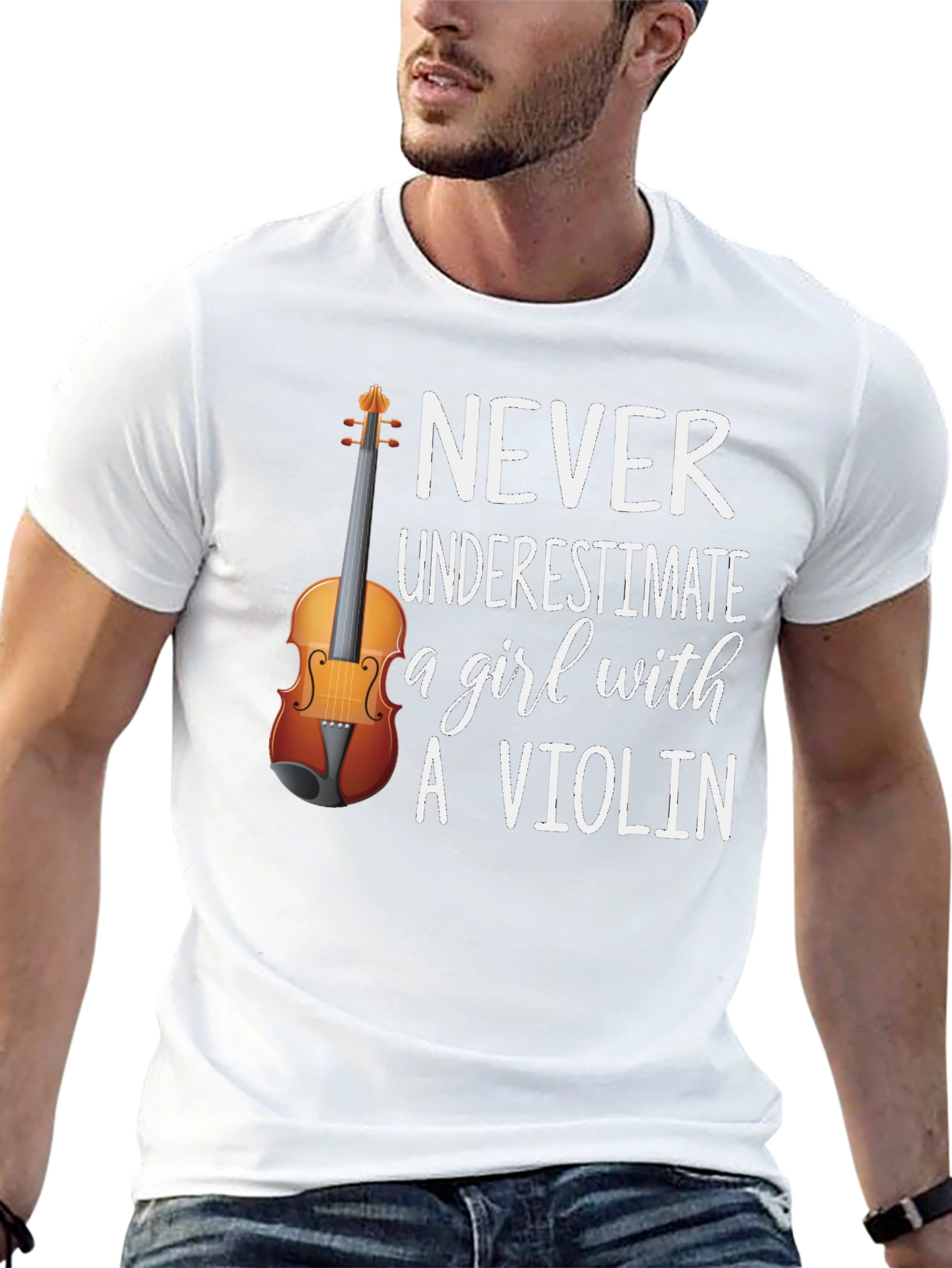 Never Underestimate a Girl with a Violin T-Shirt
