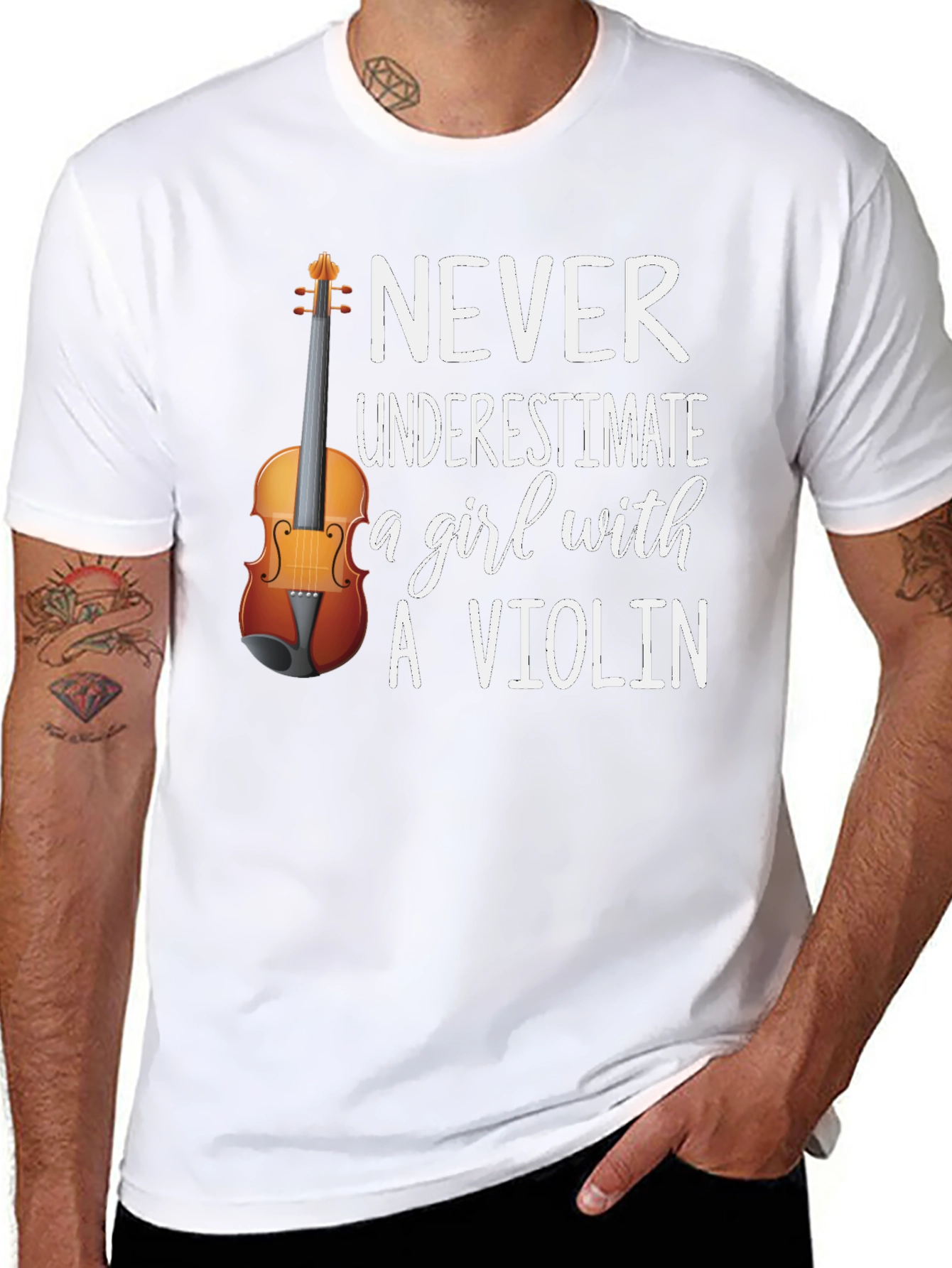 Never Underestimate a Girl with a Violin T-Shirt