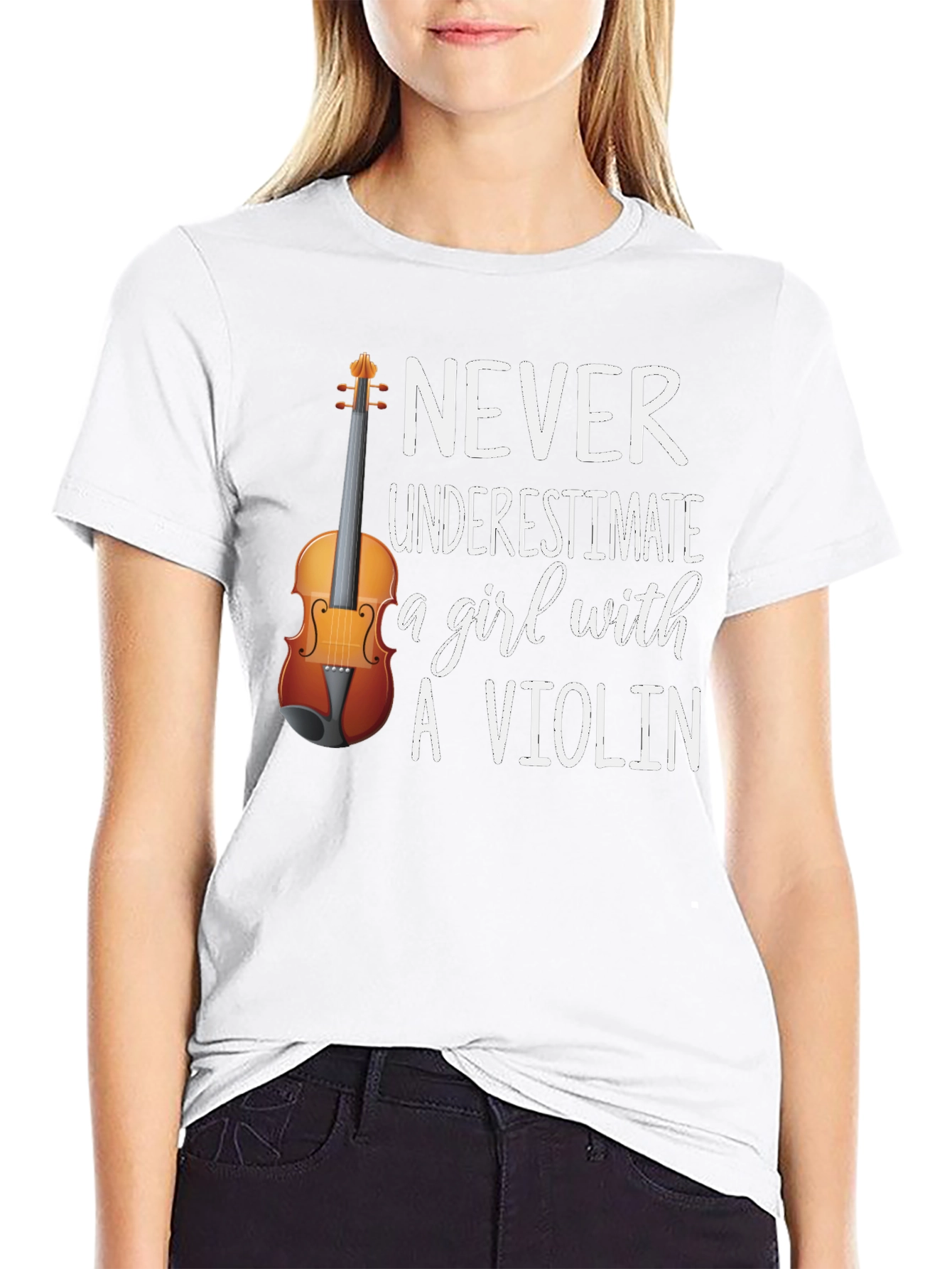 Never Underestimate a Girl with a Violin T-Shirt
