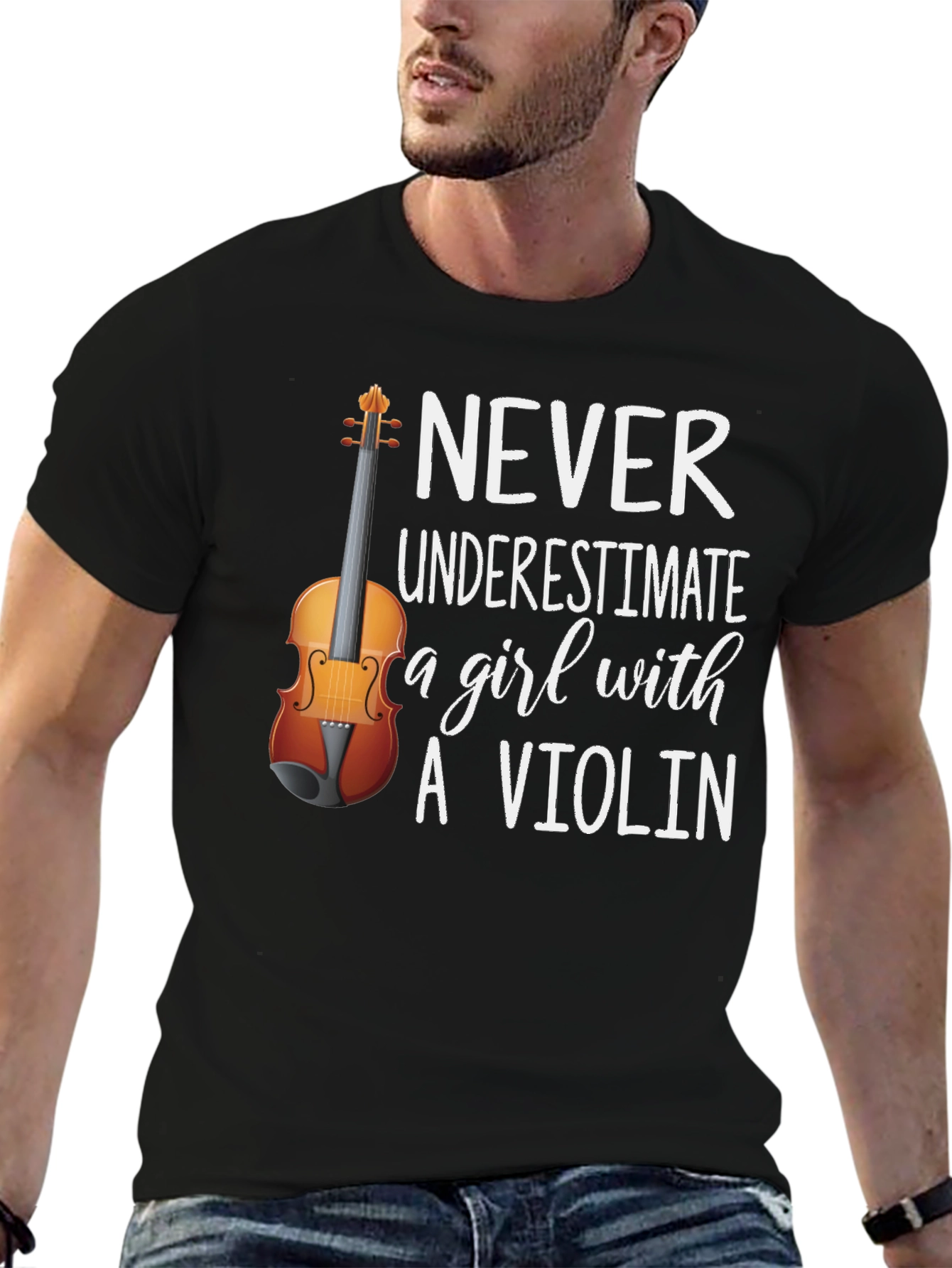 Never Underestimate a Girl with a Violin T-Shirt