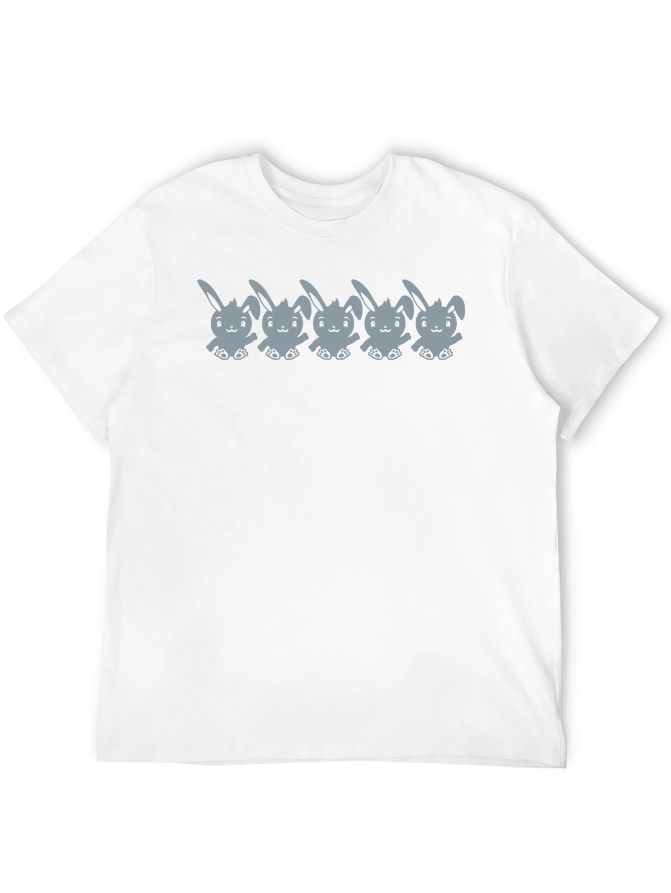 Cute Bunny Print Black T-Shirt