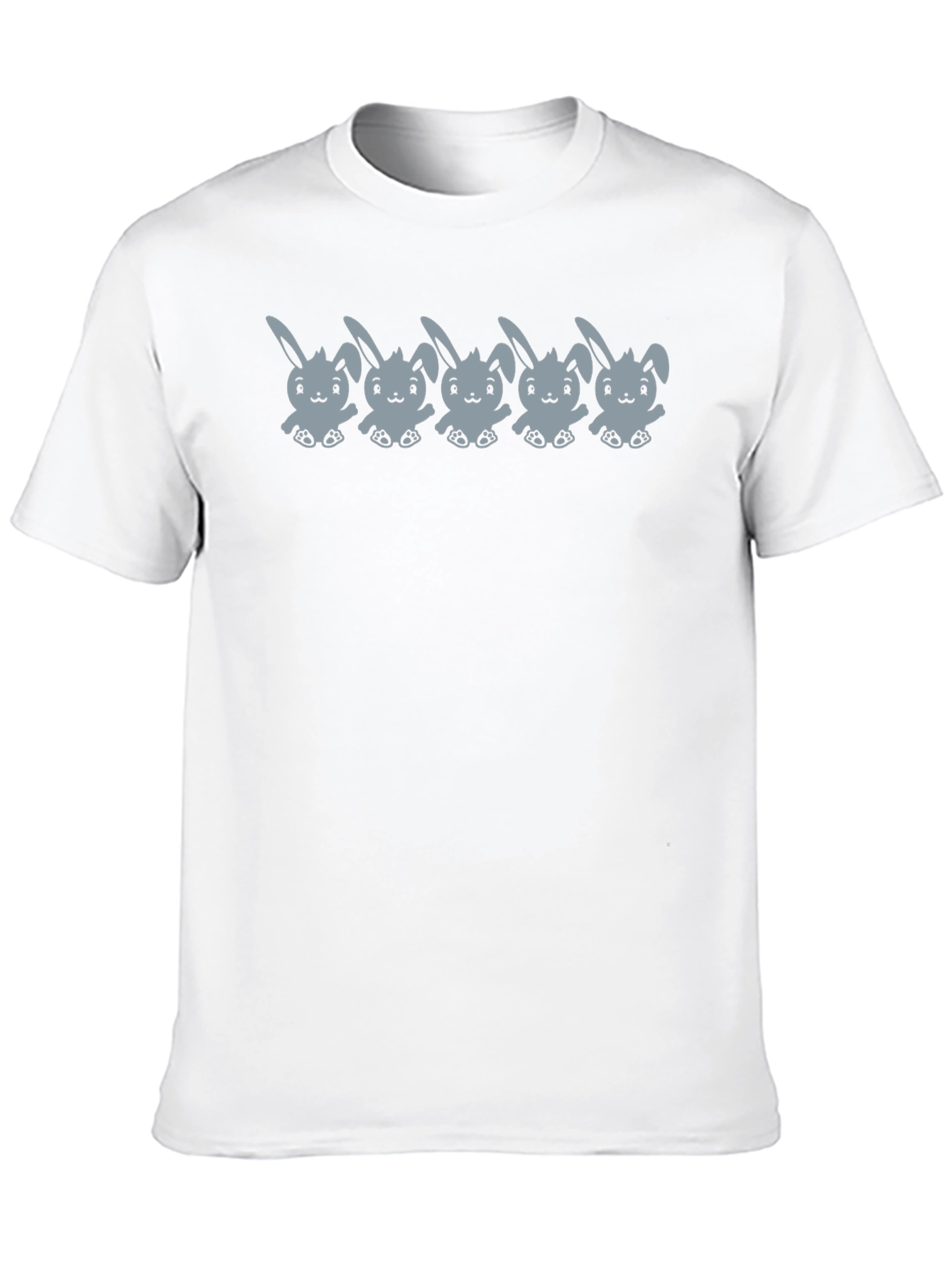 Cute Bunny Print Black T-Shirt