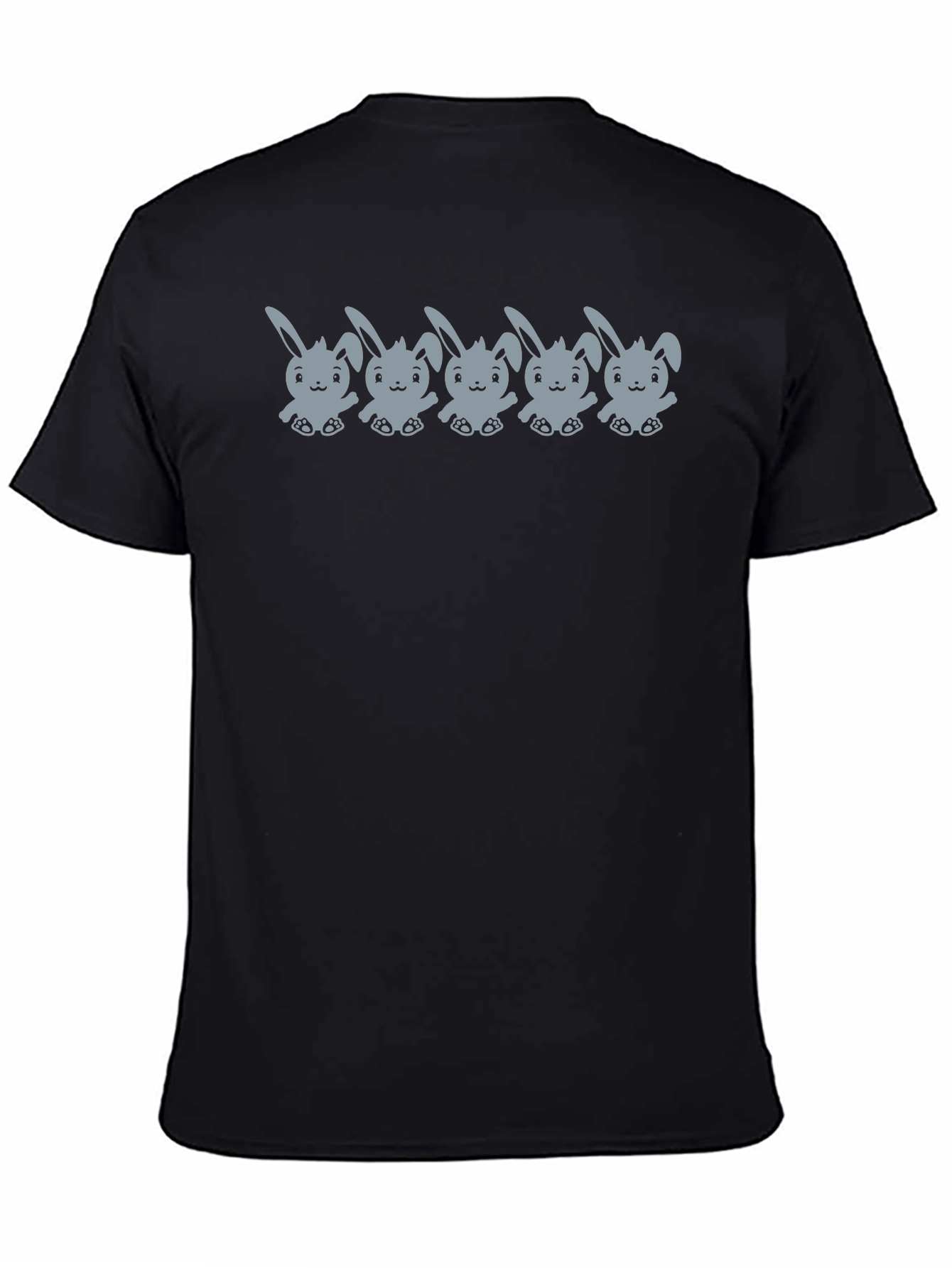 Cute Bunny Print Black T-Shirt