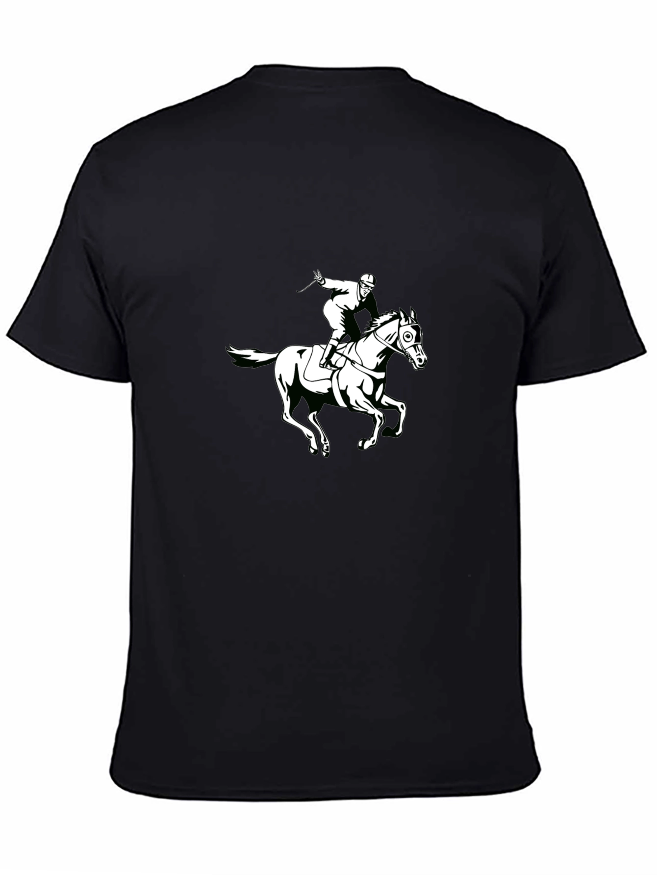 Black T-Shirt with Horseback Rider Graphic