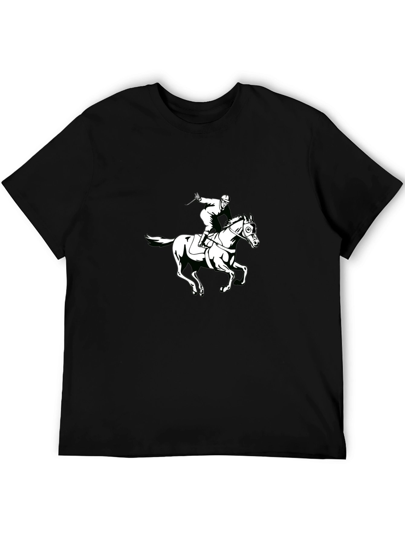 Black T-Shirt with Horseback Rider Graphic