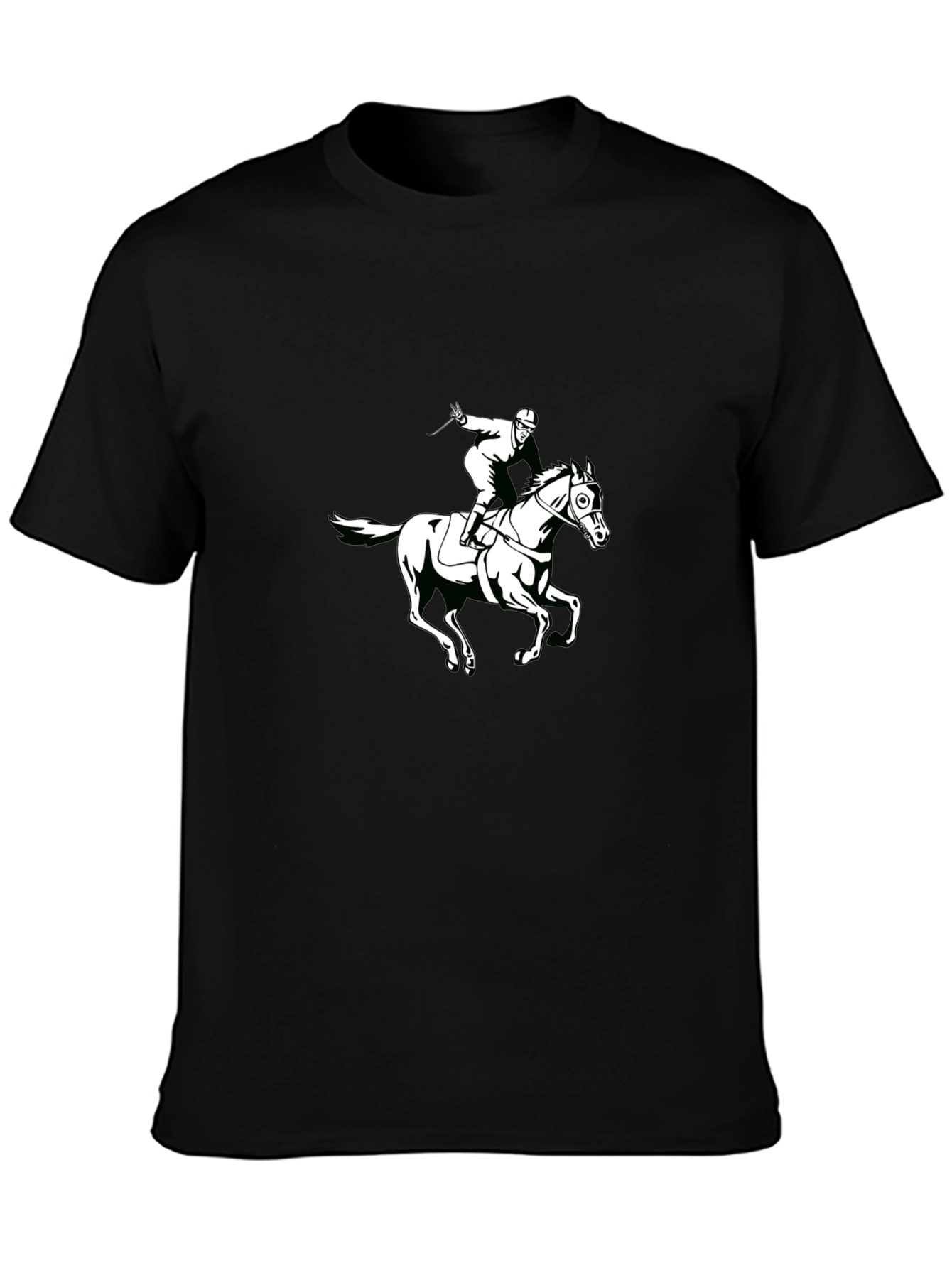 Black T-Shirt with Horseback Rider Graphic
