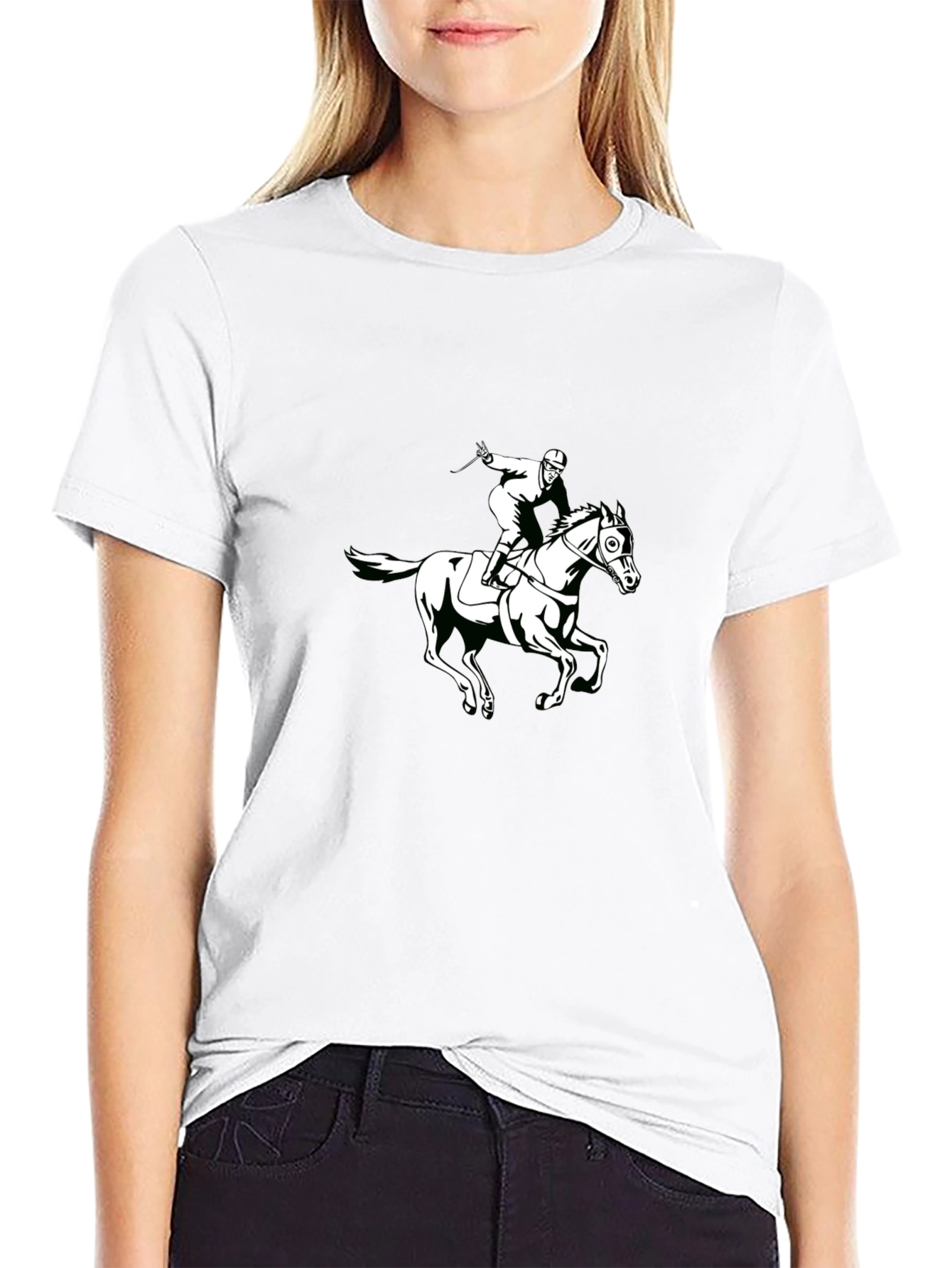 Black T-Shirt with Horseback Rider Graphic