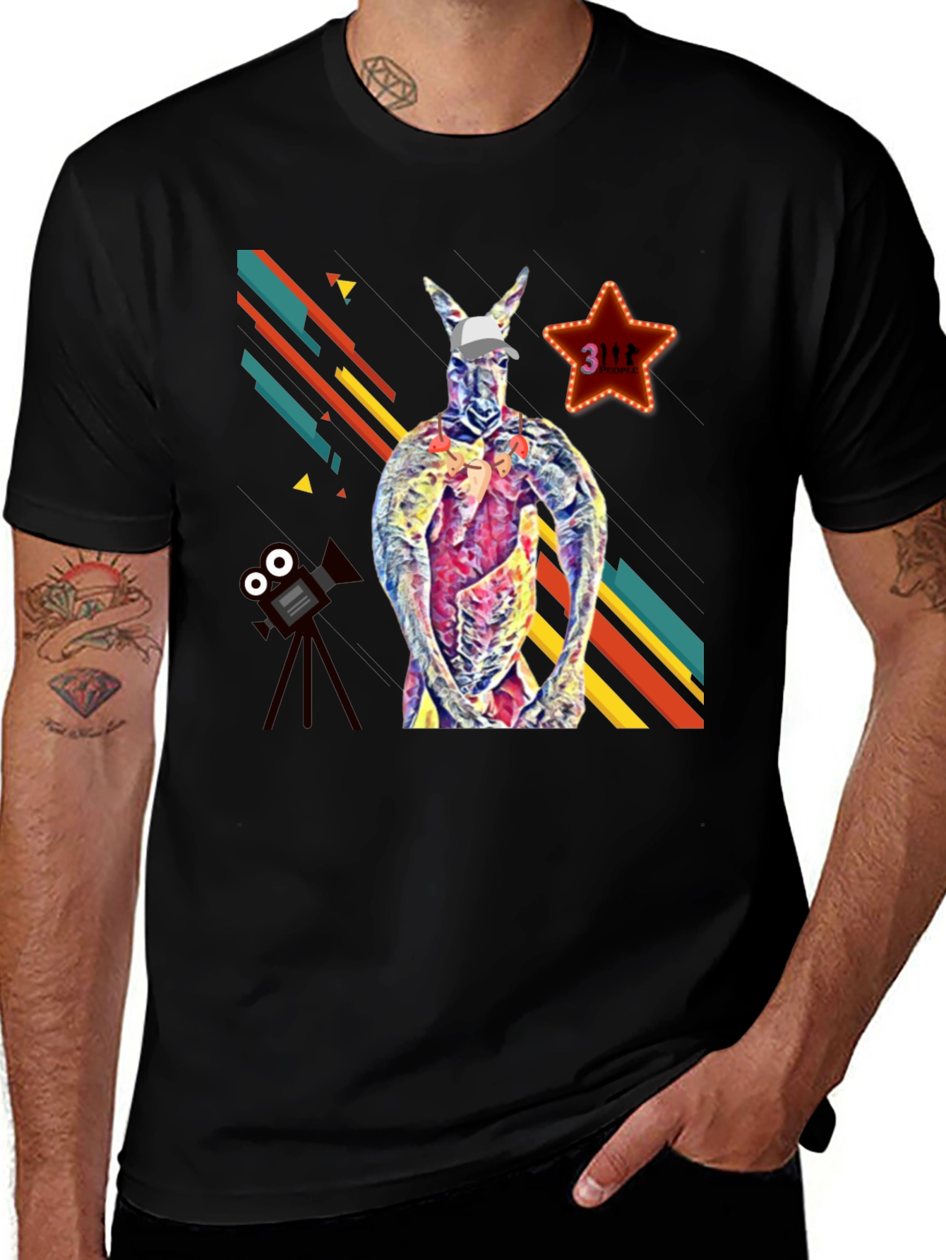 Kangaroo Star Mens Graphic T-Shirt