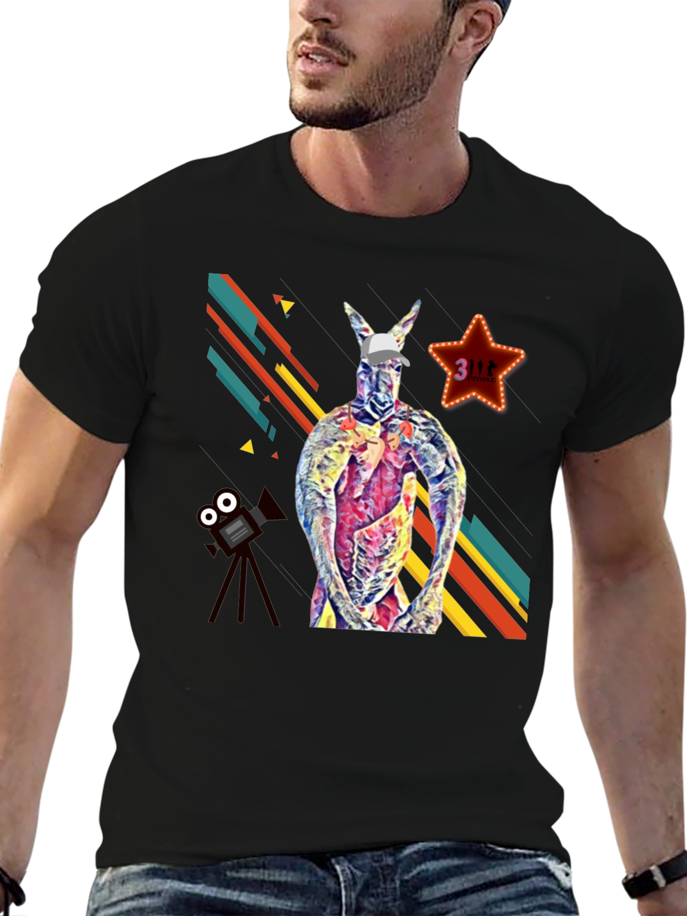 Kangaroo Star Mens Graphic T-Shirt