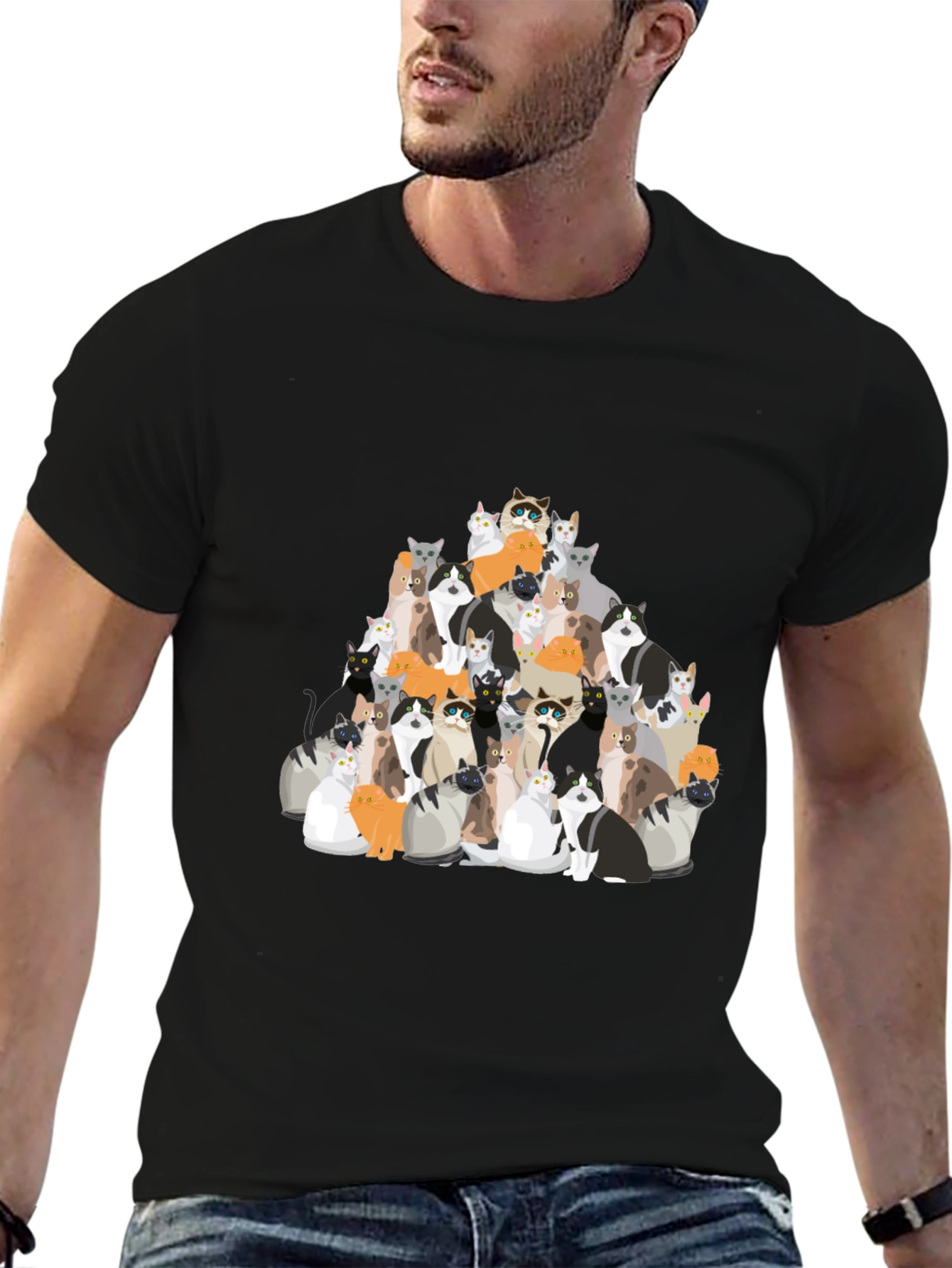 Cat Pile T-Shirt - Crazy Cat Lover Tee