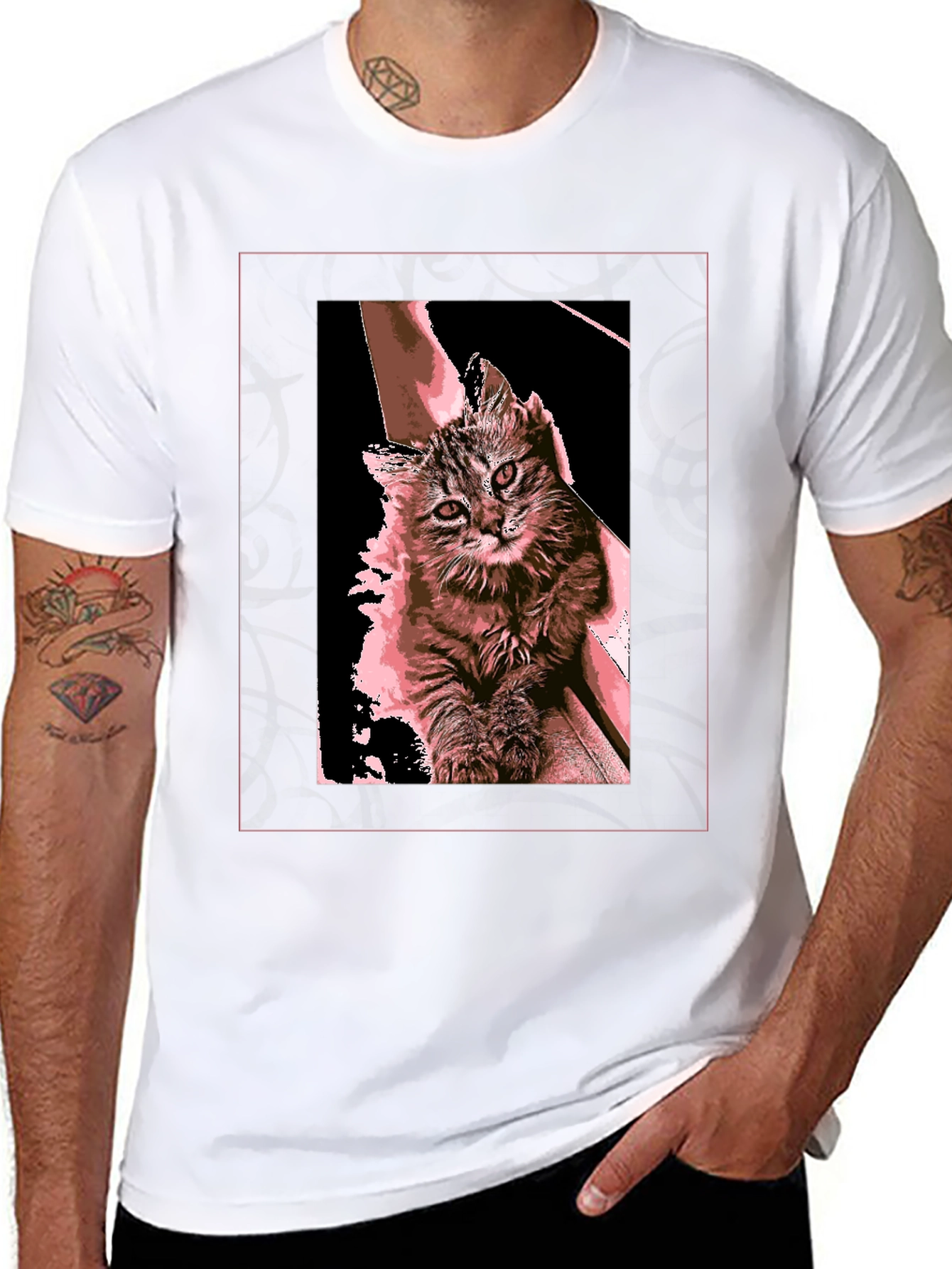Cute Cat Graphic T-Shirt - Black