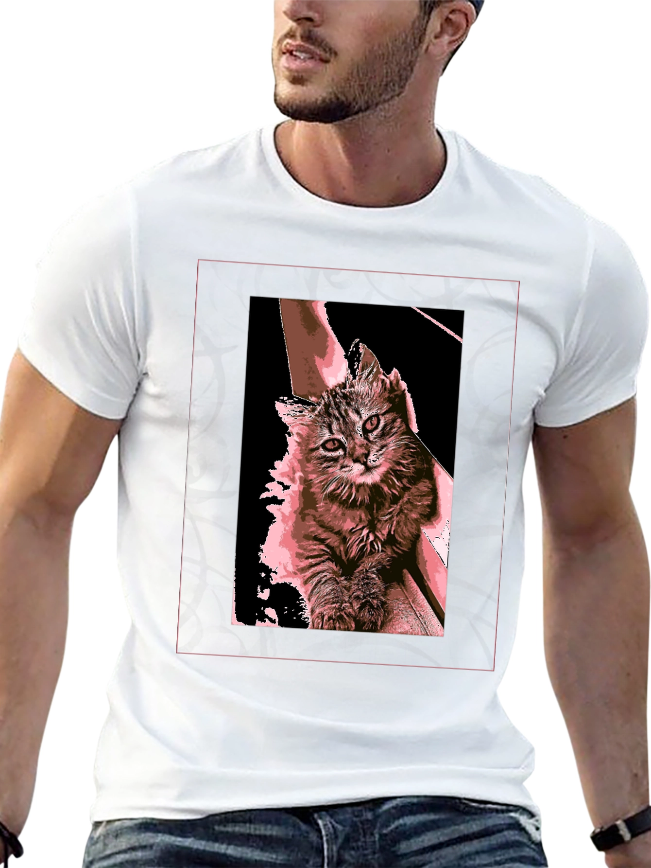 Cute Cat Graphic T-Shirt - Black