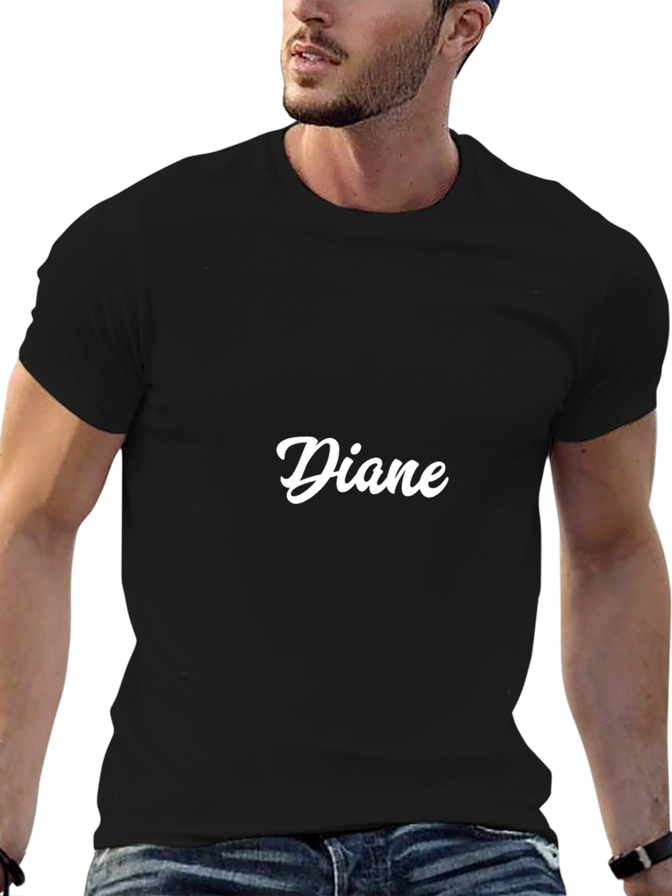 Custom Diane Graphic Tee - Black Cotton T-Shirt