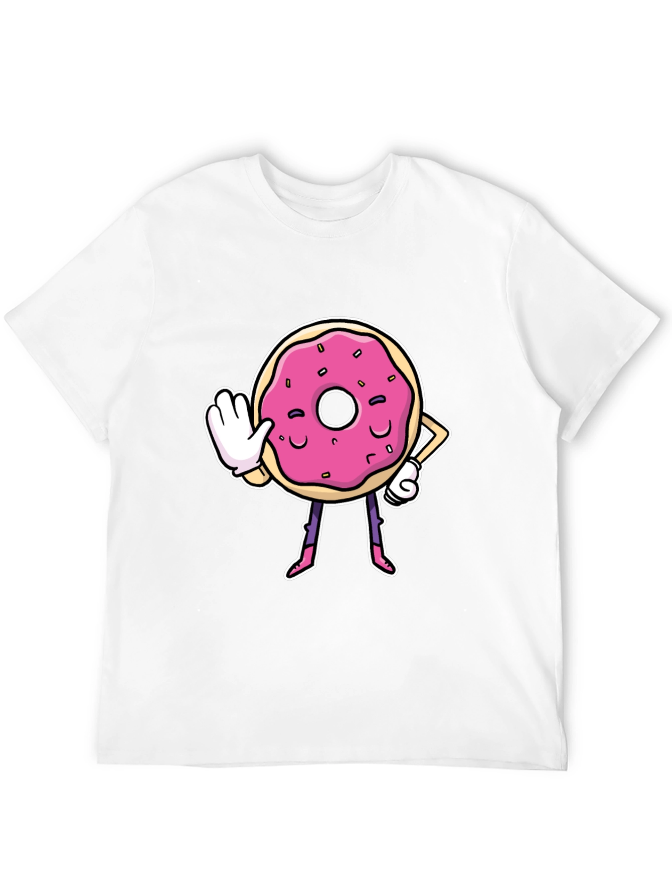 Funny Donut Cartoon Black T-Shirt