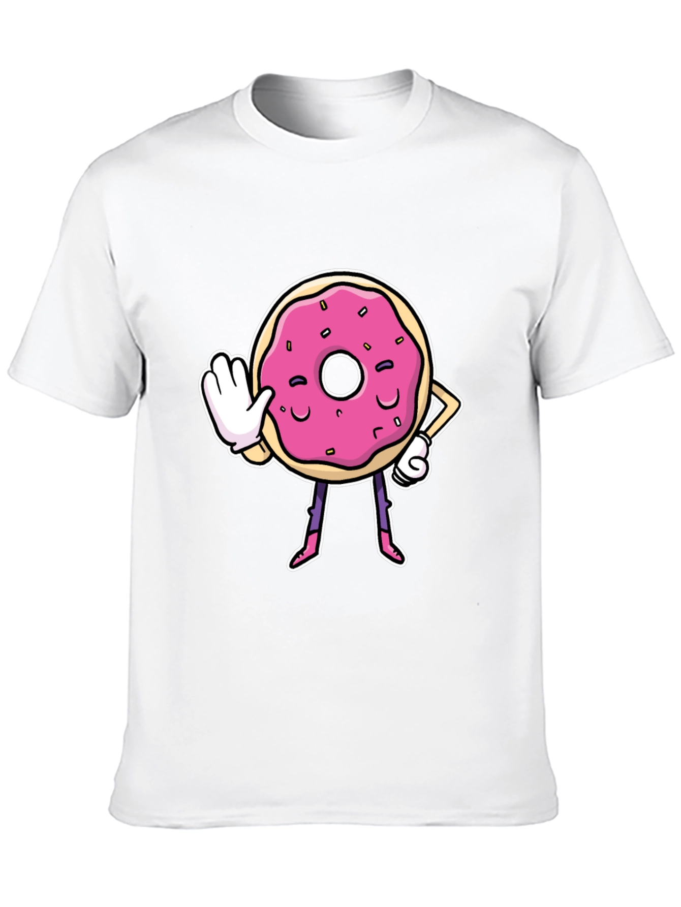 Funny Donut Cartoon Black T-Shirt
