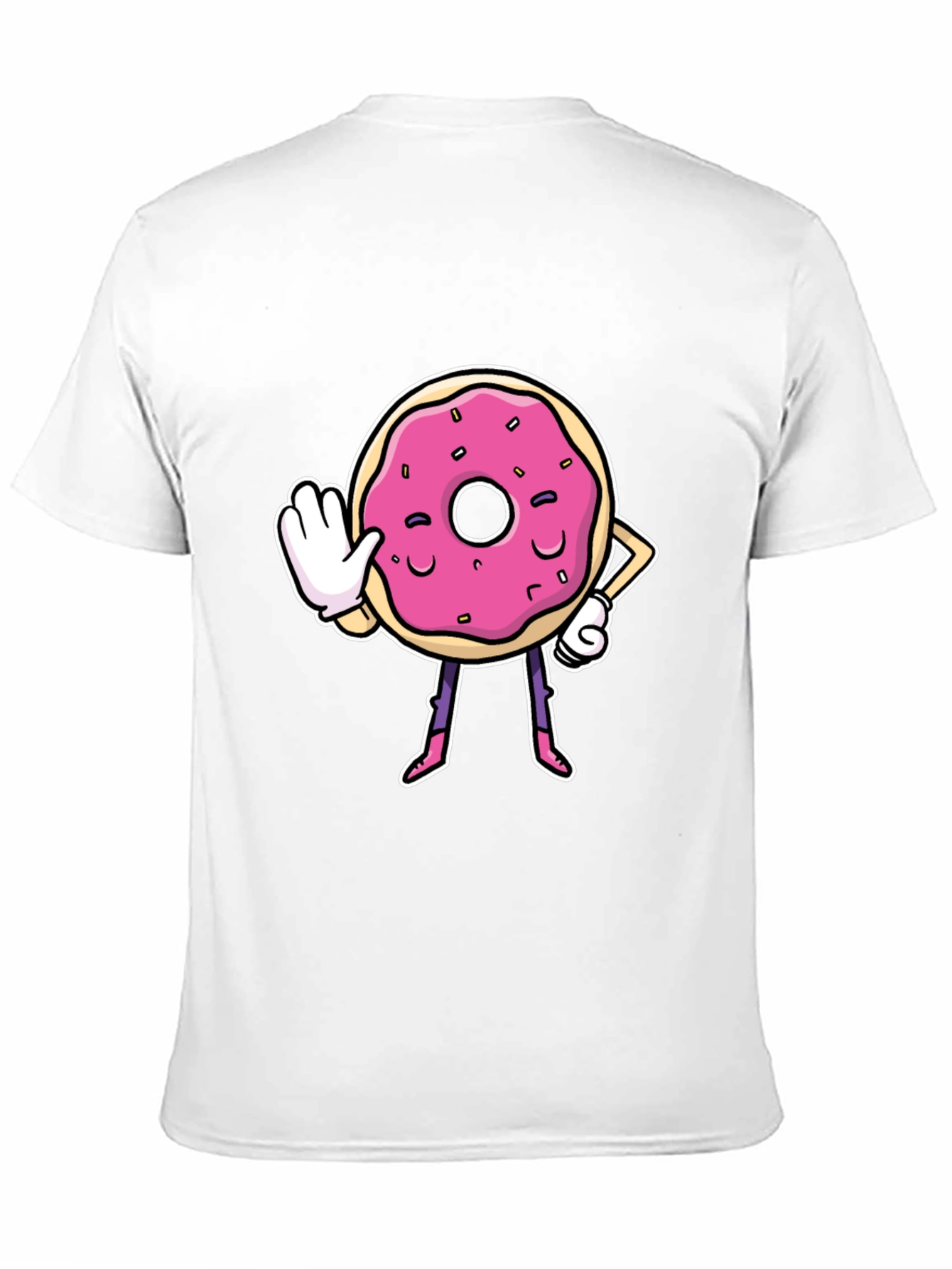 Funny Donut Cartoon Black T-Shirt