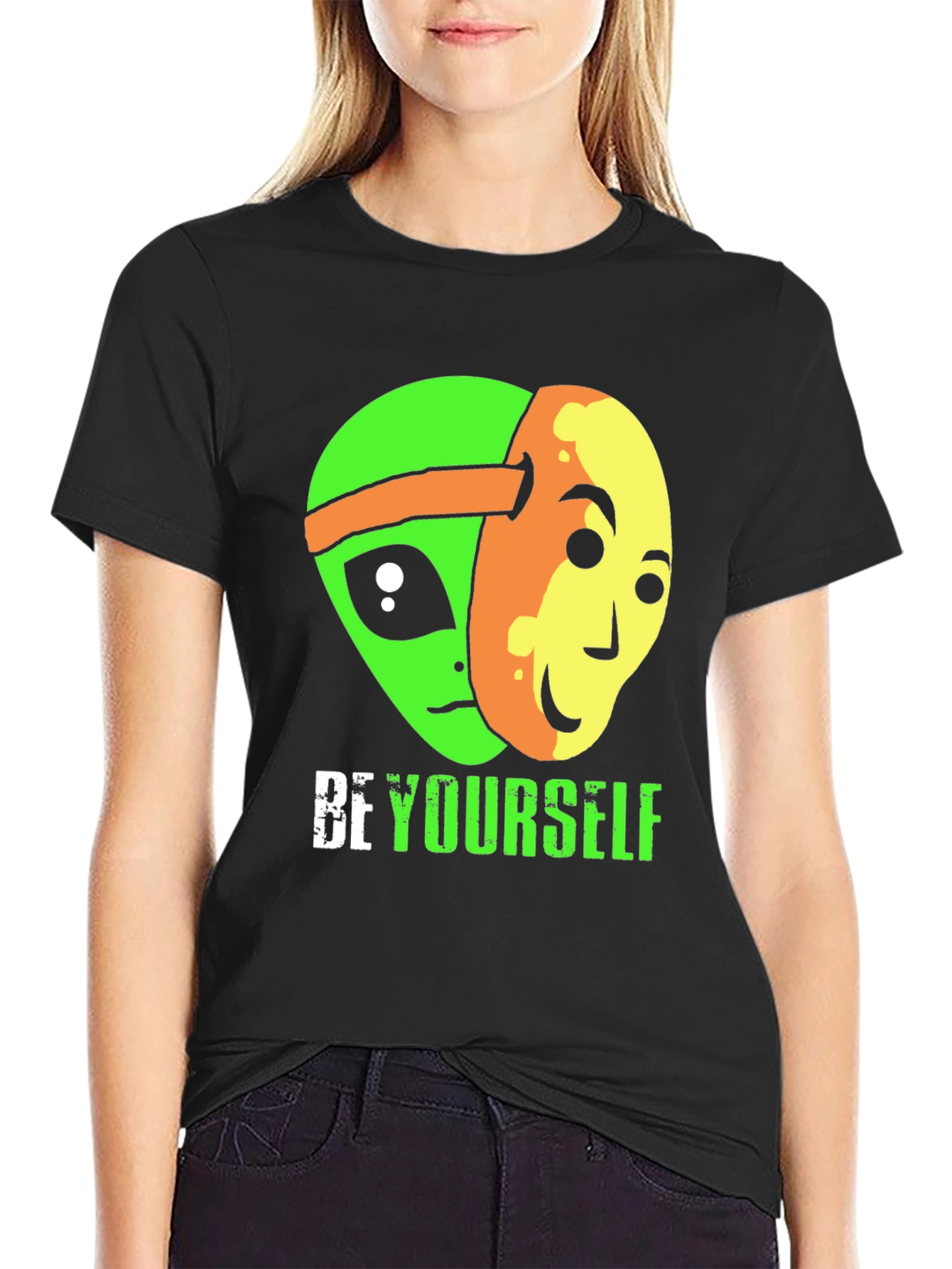 Be Yourself Alien Graphic Tee - Black