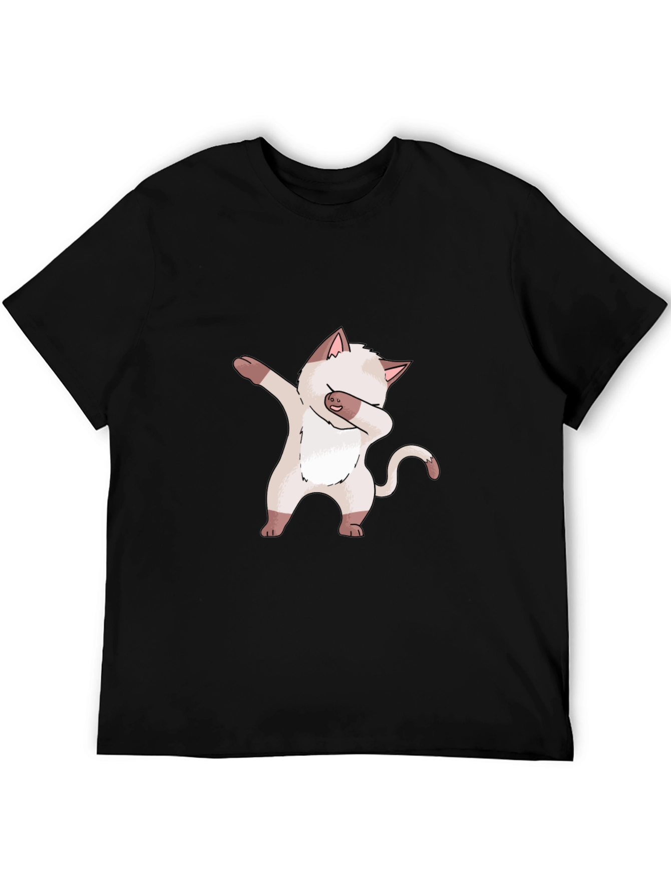 Dabbing Cat Graphic Tee - Black Cotton T-Shirt