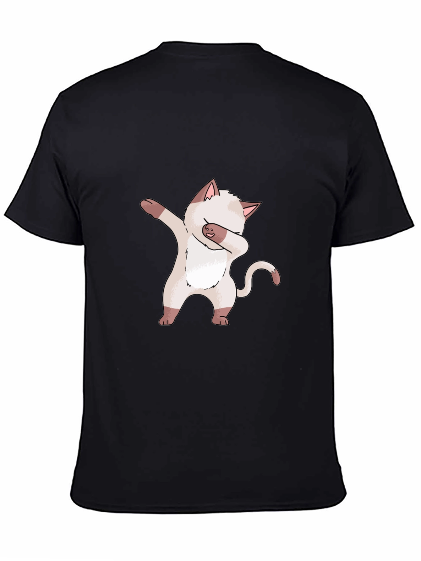Dabbing Cat Graphic Tee - Black Cotton T-Shirt