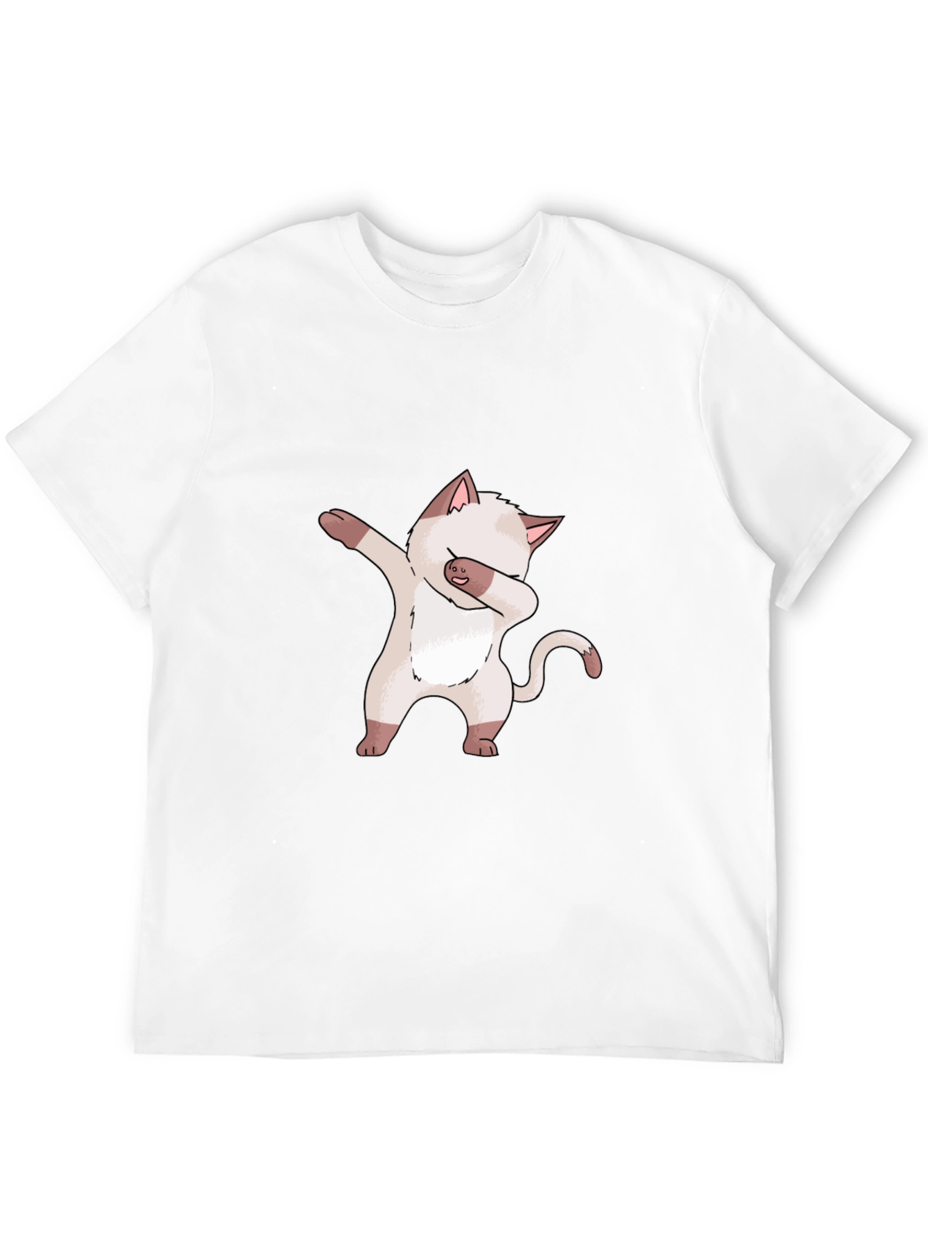 Dabbing Cat Graphic Tee - Black Cotton T-Shirt