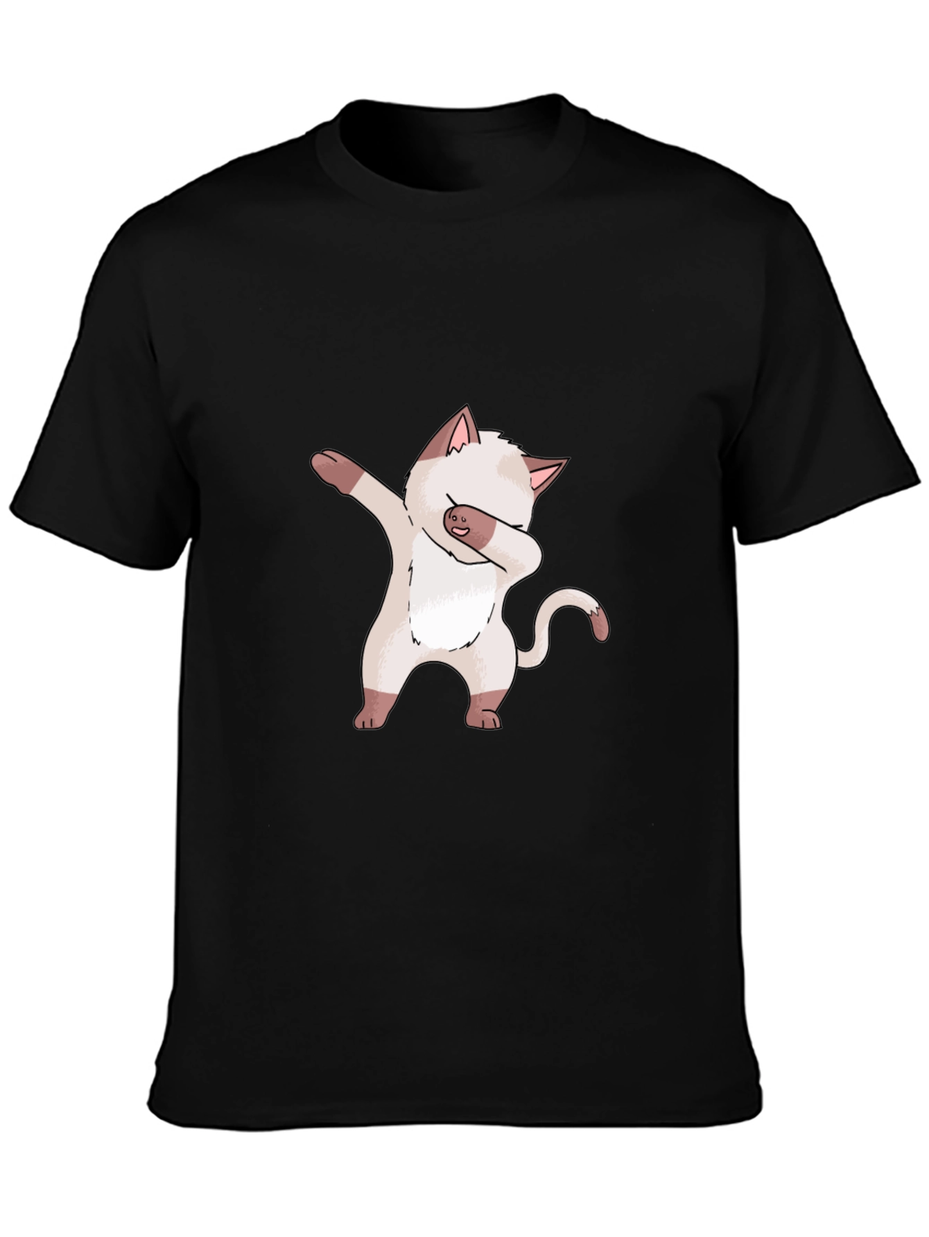 Dabbing Cat Graphic Tee - Black Cotton T-Shirt