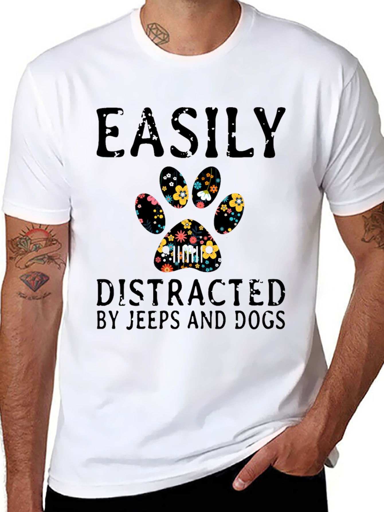 Easily Distracted By Jeeps and Dogs T-Shirt