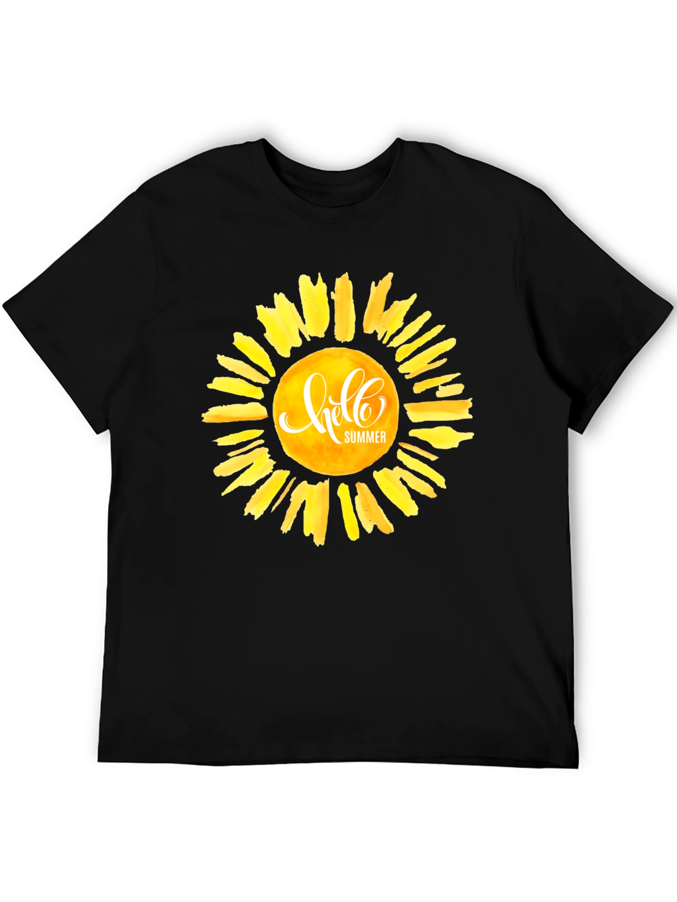 Hello Summer Graphic Tee - Black Cotton Casual T-Shirt
