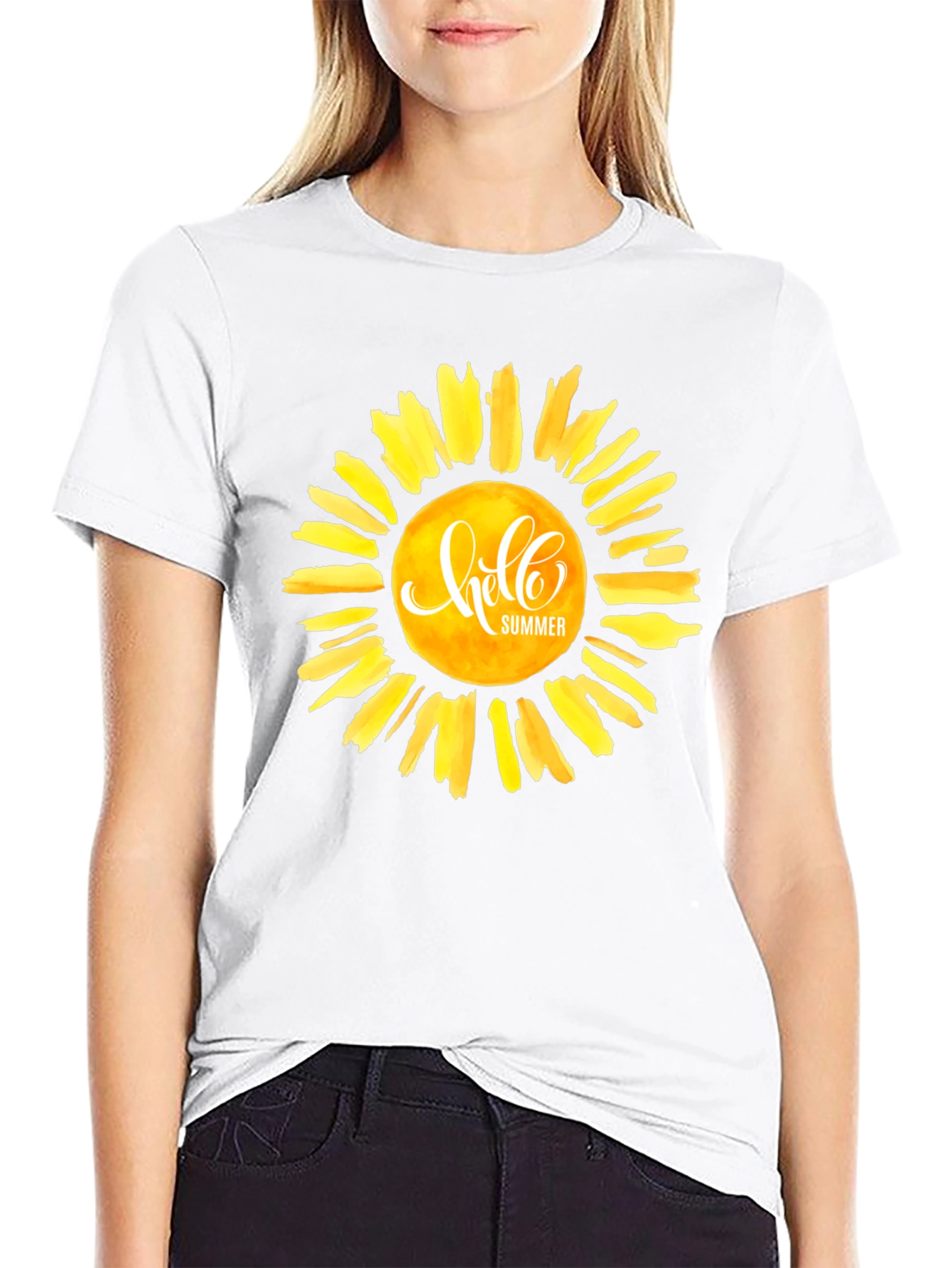 Hello Summer Graphic Tee - Black Cotton Casual T-Shirt