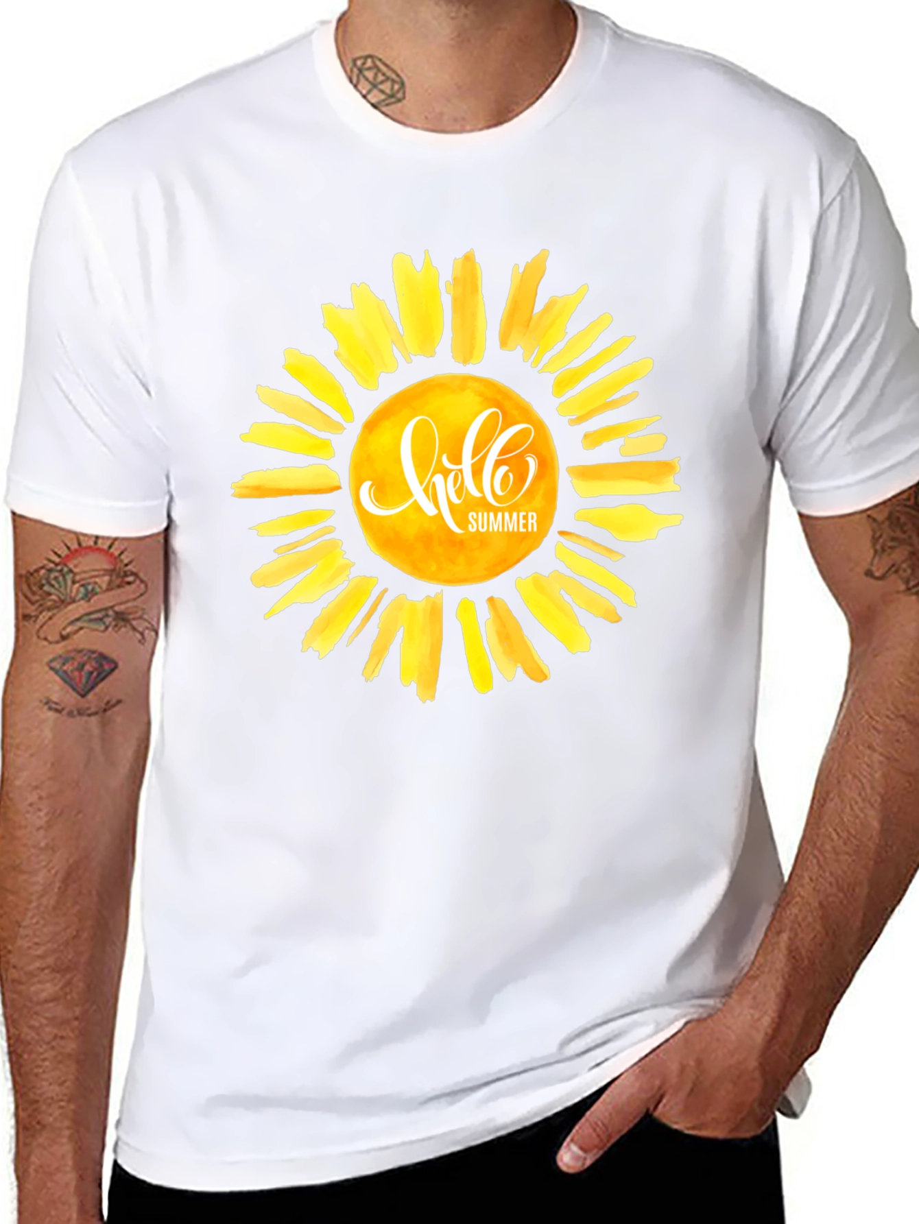 Hello Summer Graphic Tee - Black Cotton Casual T-Shirt