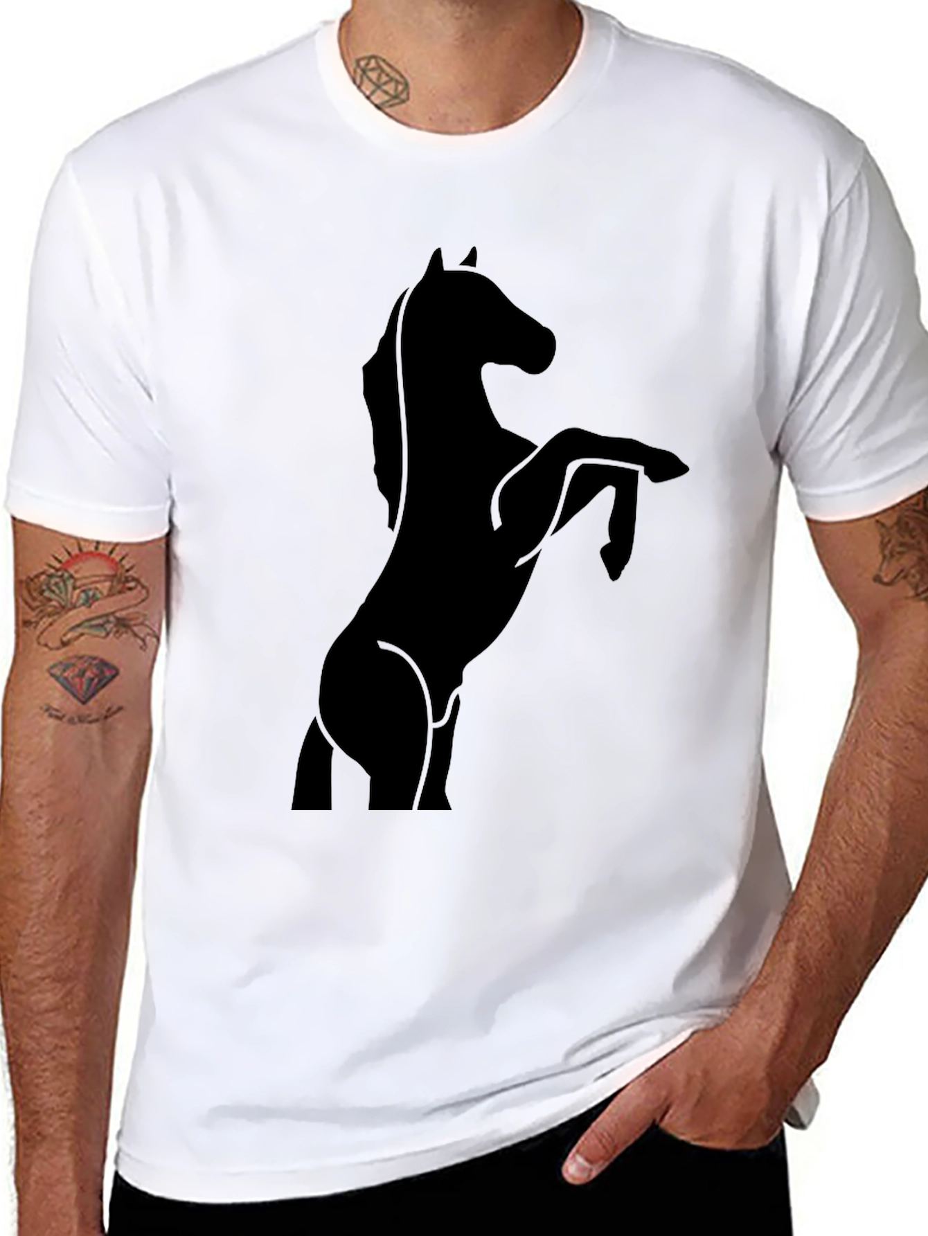 Black Horse Silhouette Graphic T-Shirt