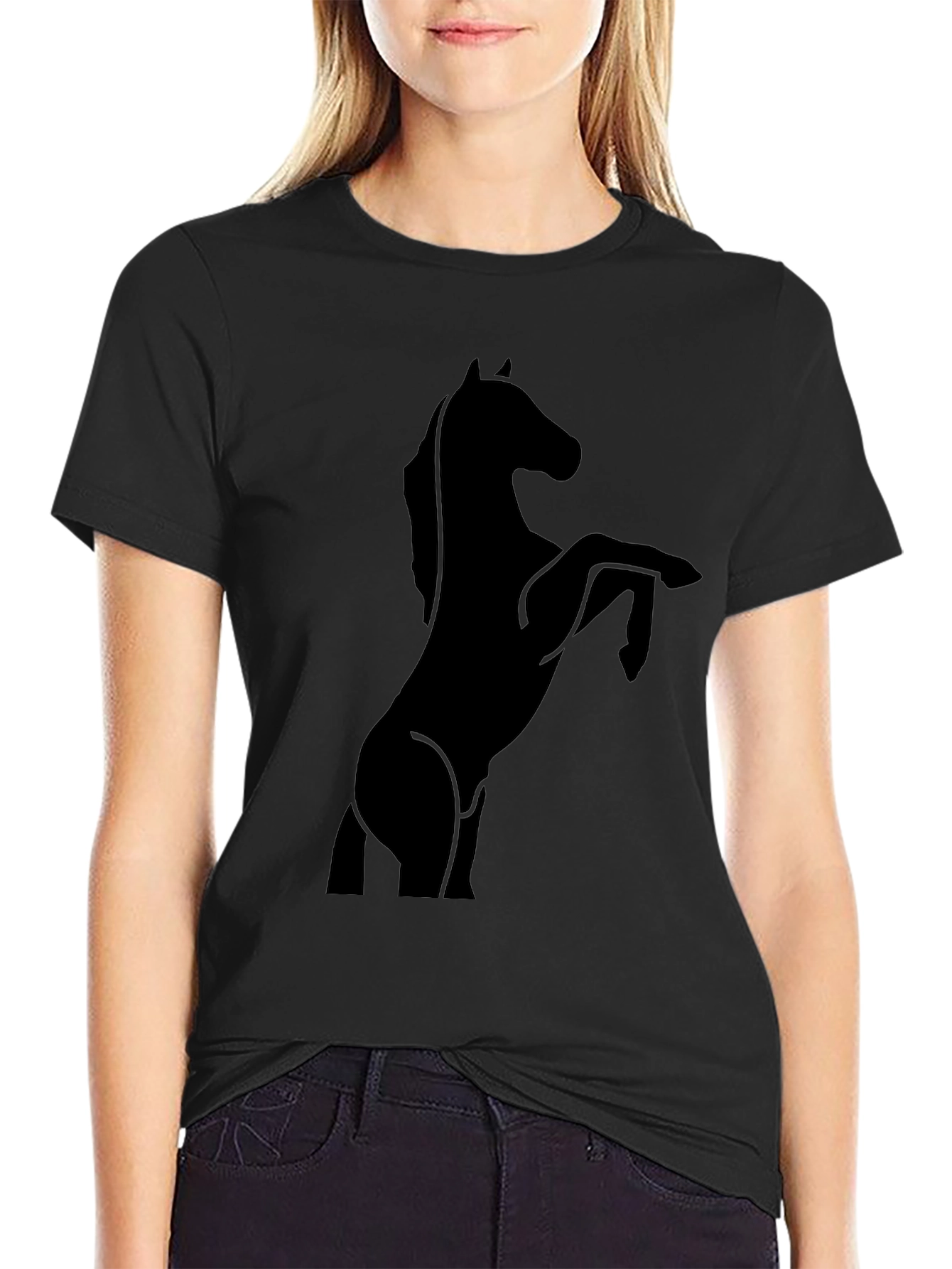 Black Horse Silhouette Graphic T-Shirt