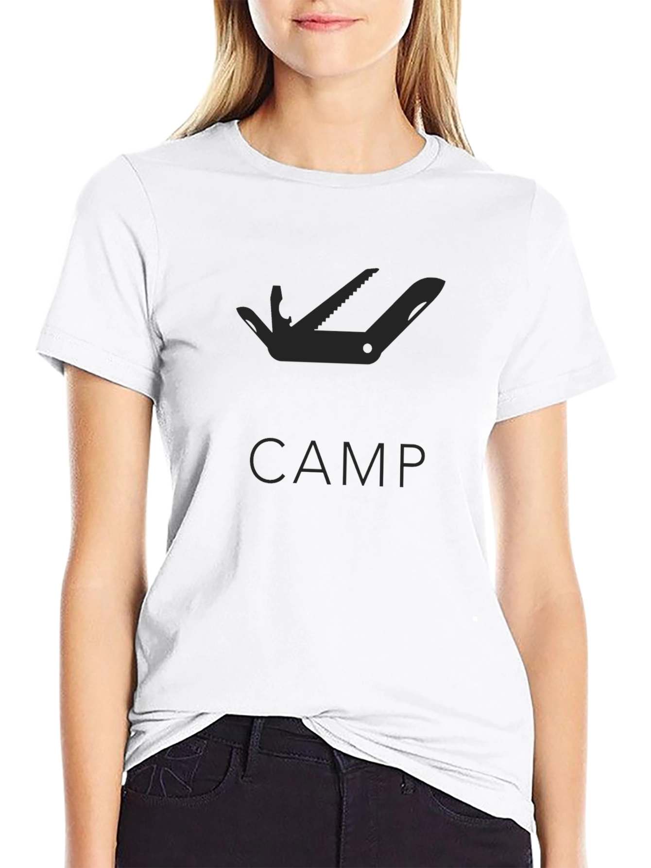 Mens Black Camping Multi-Tool Graphic T-Shirt