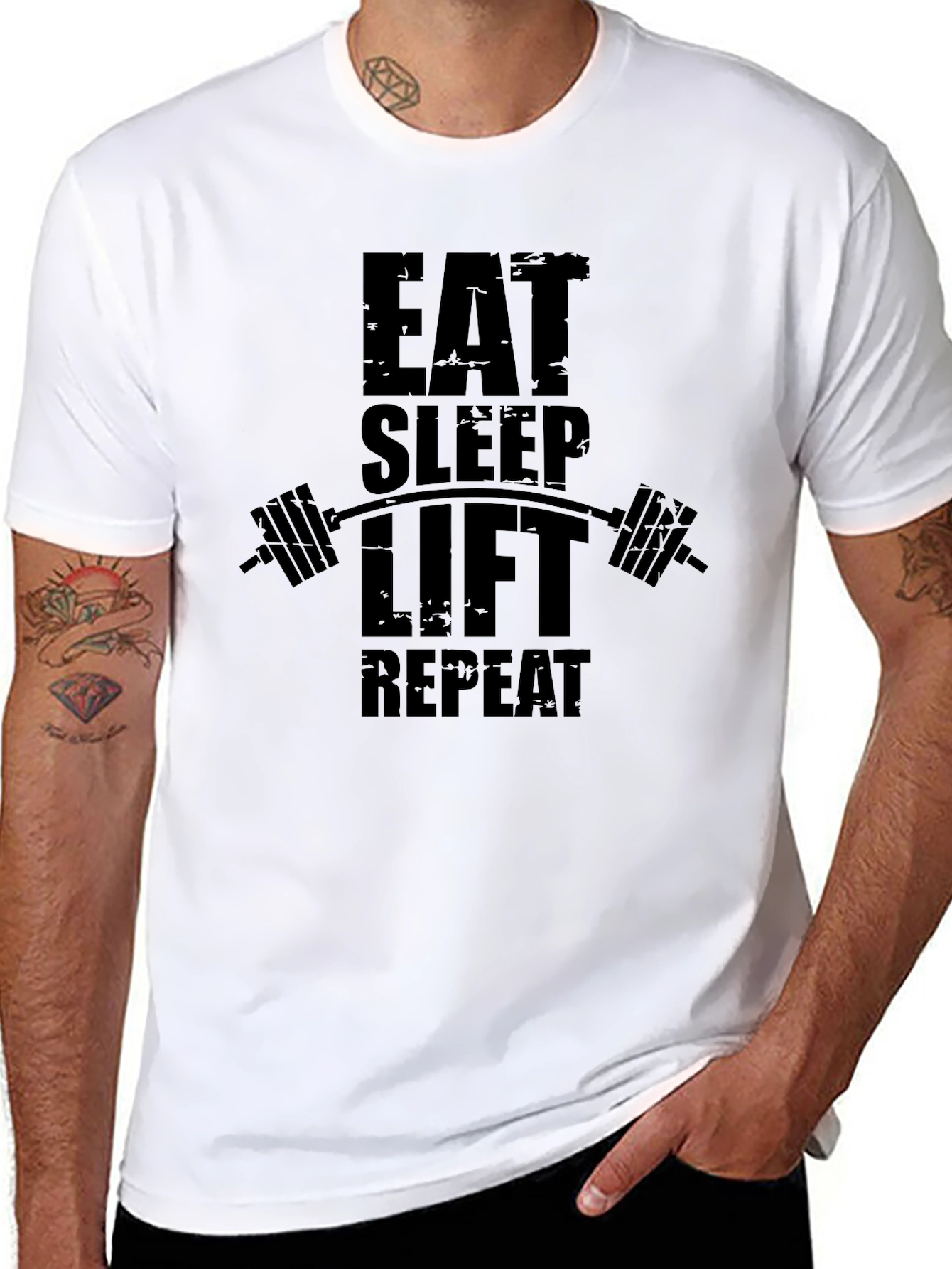 Eat Sleep Lift Repeat Black Gym T-Shirt