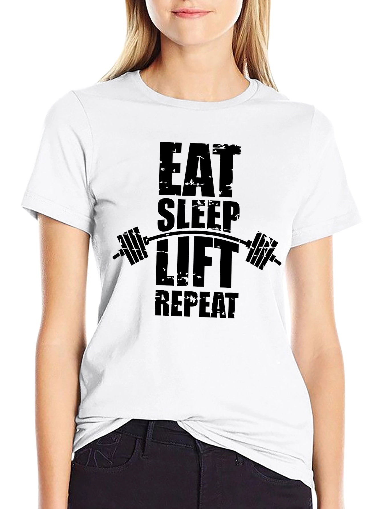 Eat Sleep Lift Repeat Black Gym T-Shirt